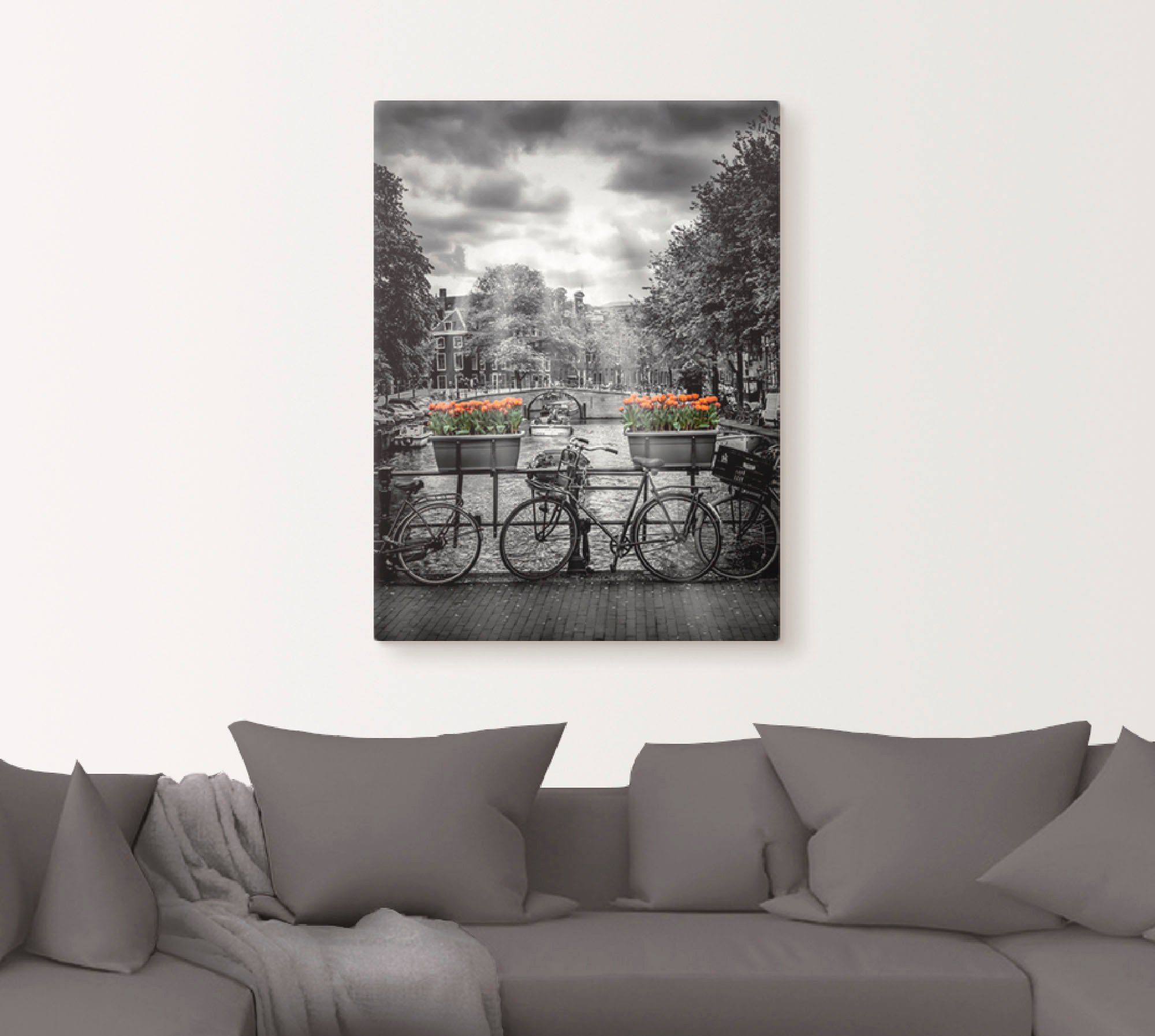 Artland Artprint Amsterdam Herengracht & zonnestralen als artprint op linnen, poster in verschillende formaten maten
