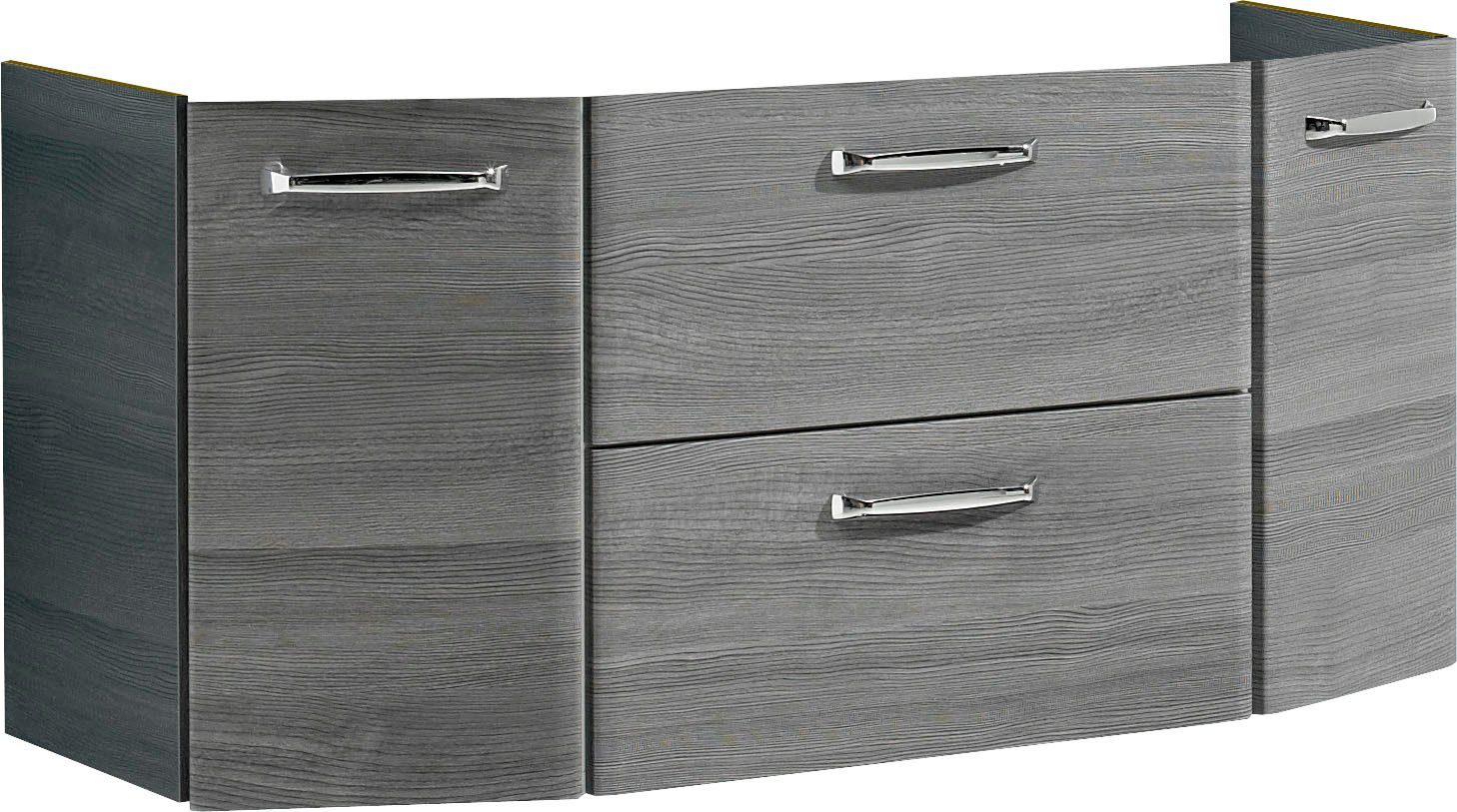 Saphir Badkamerserie Quickset 5-delig, glazen wastafel en LED-spiegelkast Hoge kast, onderkast, hangend kastje, inclusief deurdemper (6-delig)