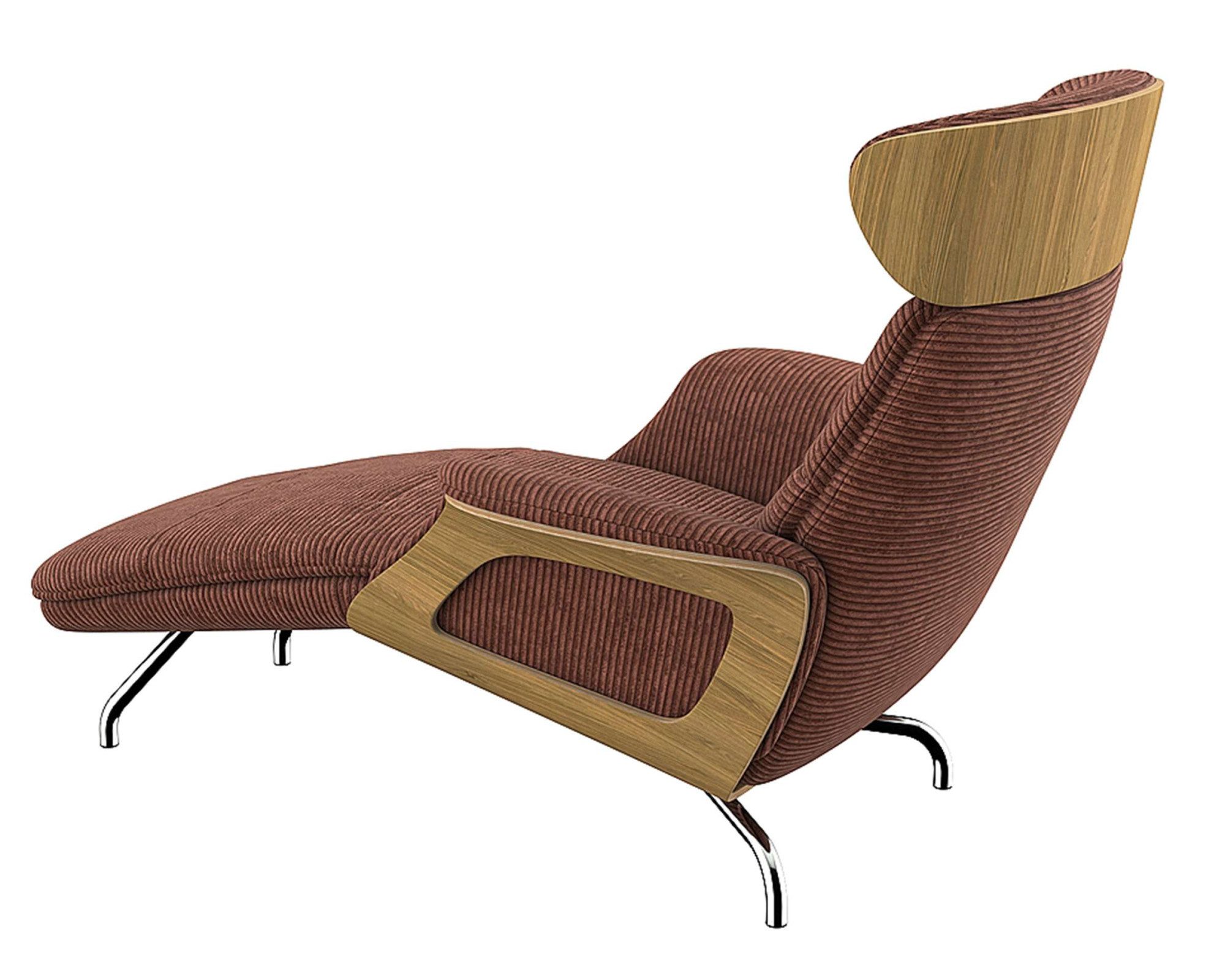 FLEXLUX Loungestoel Clement chaise longue, relaxstoel, ligstoel Rug- en hoofdsteunverstelling, armleuning, geolied eiken, voet van aluminium