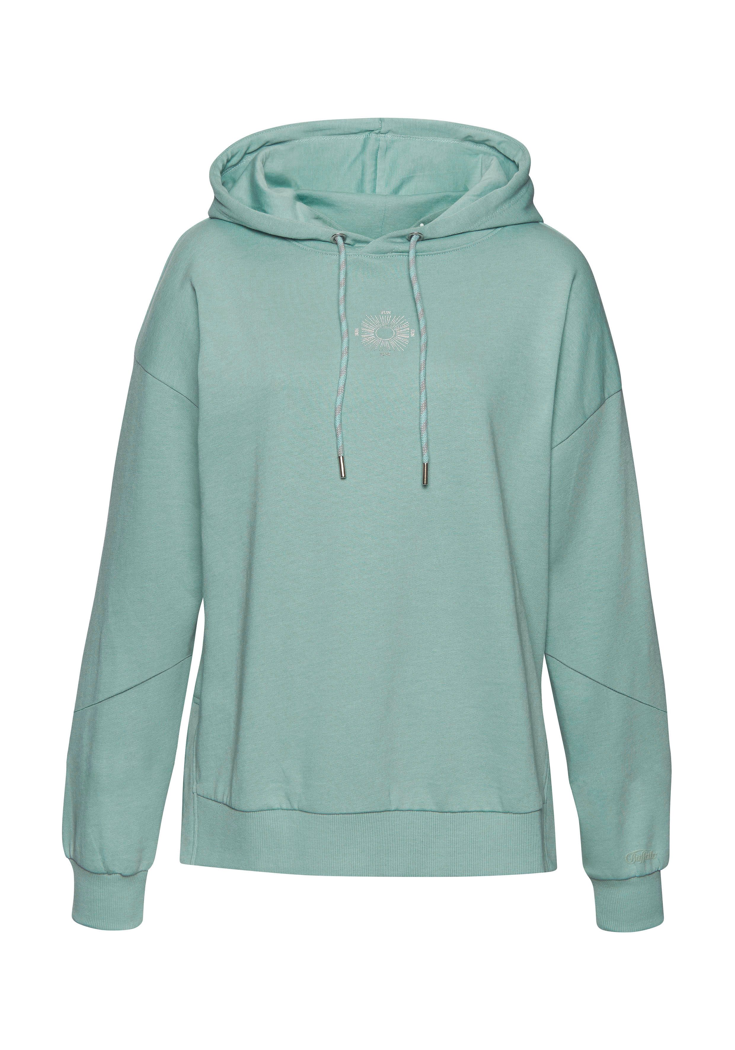 Buffalo Hoodie Capuchon sweatshirt met grote rugprint - met glanseffect, loungewear