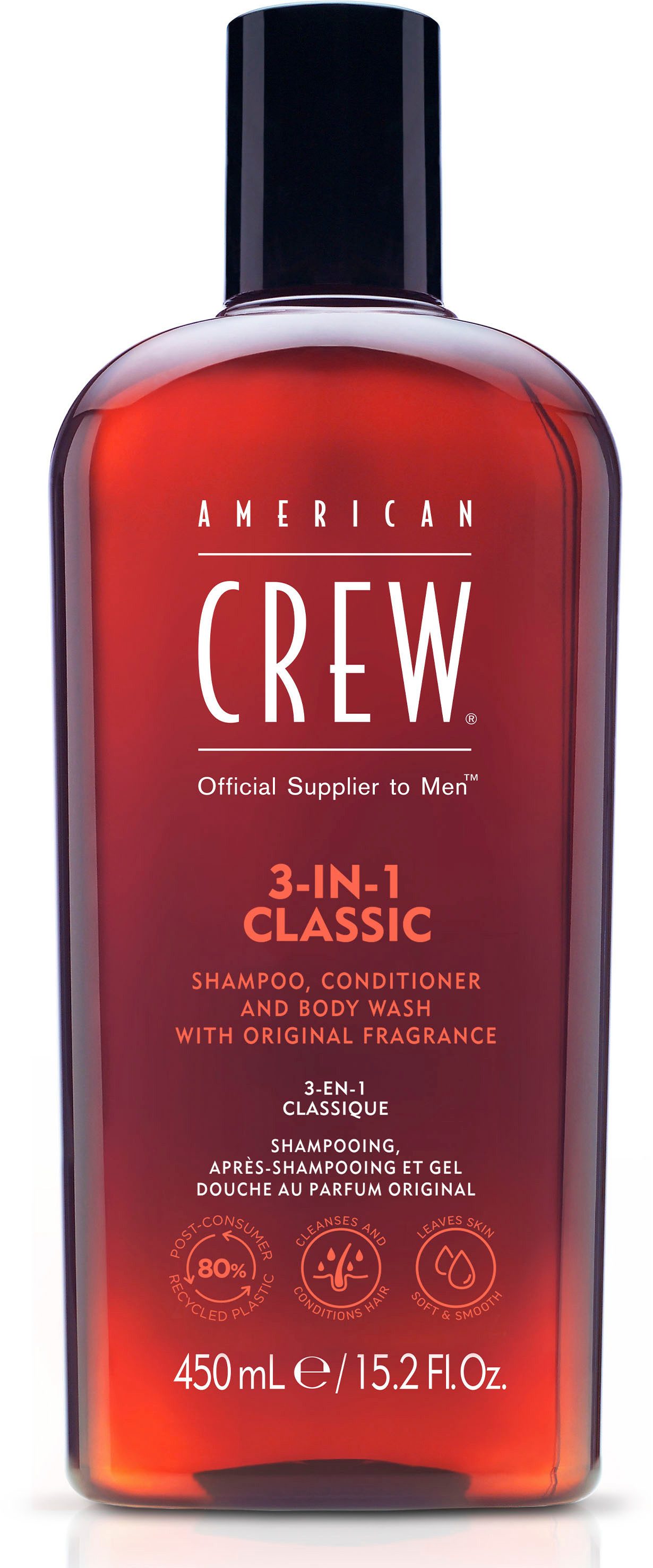 American Crew Haarshampoo 3In1 Classic Shampoo 450 ml shampoo bruin