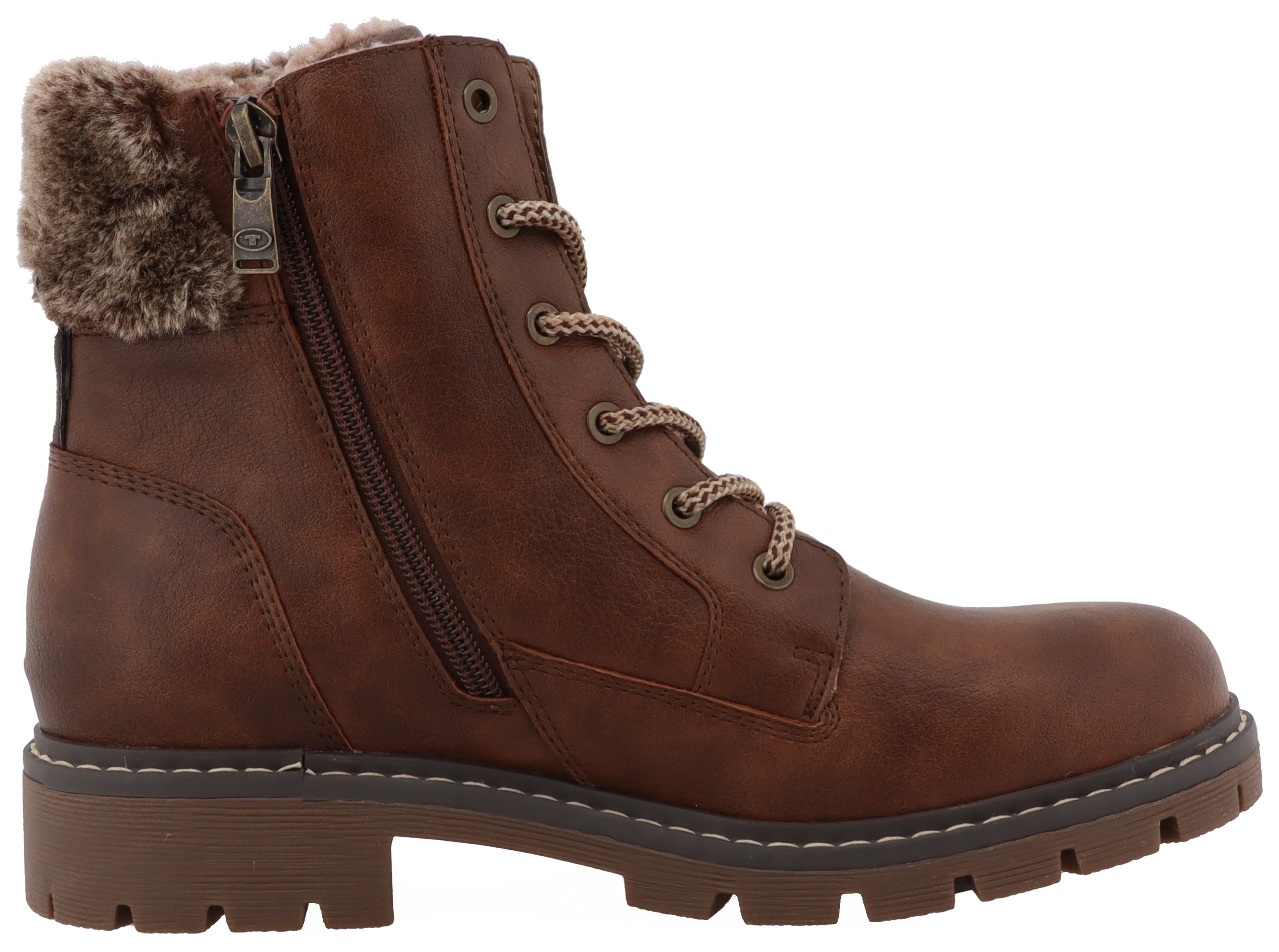 Tom Tailor Winterlaarzen hakken, winter-enkellaars, veterschoenen in comfortabele vorm