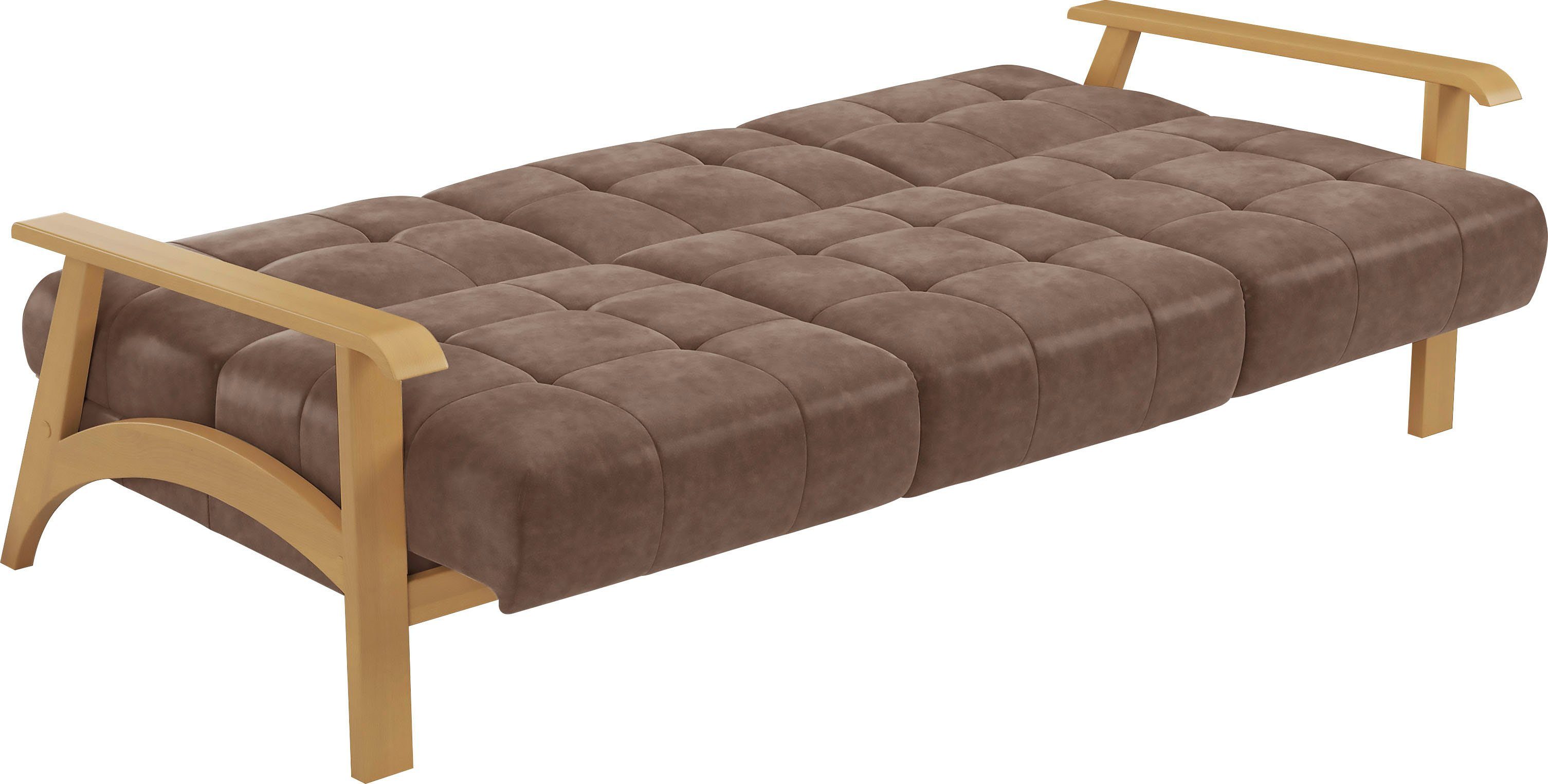 sit&more 3-zitsbank Billund Armleuningen van eikenkleurig beukenhout, verschillende bekledingen en kleuren
