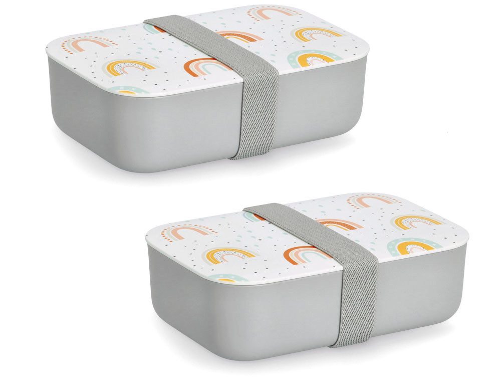 Zeller Present Lunchbox Rainbow Regenboog patroon (set, 2-delig) voedsel bewaardozen multicolor