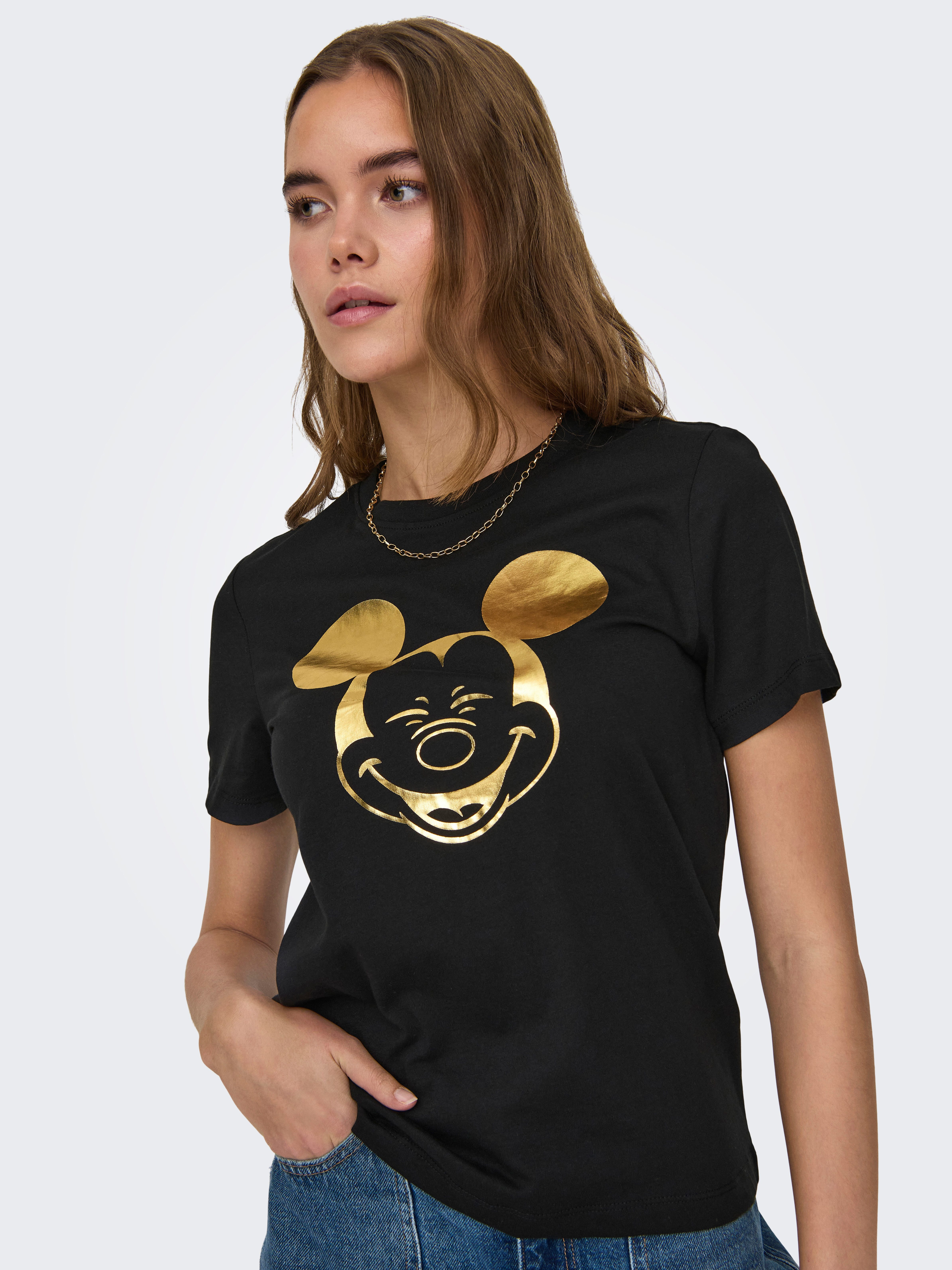 Only Shirt met korte mouwen ONLMICKEY S/S FOIL TOP CS JRS