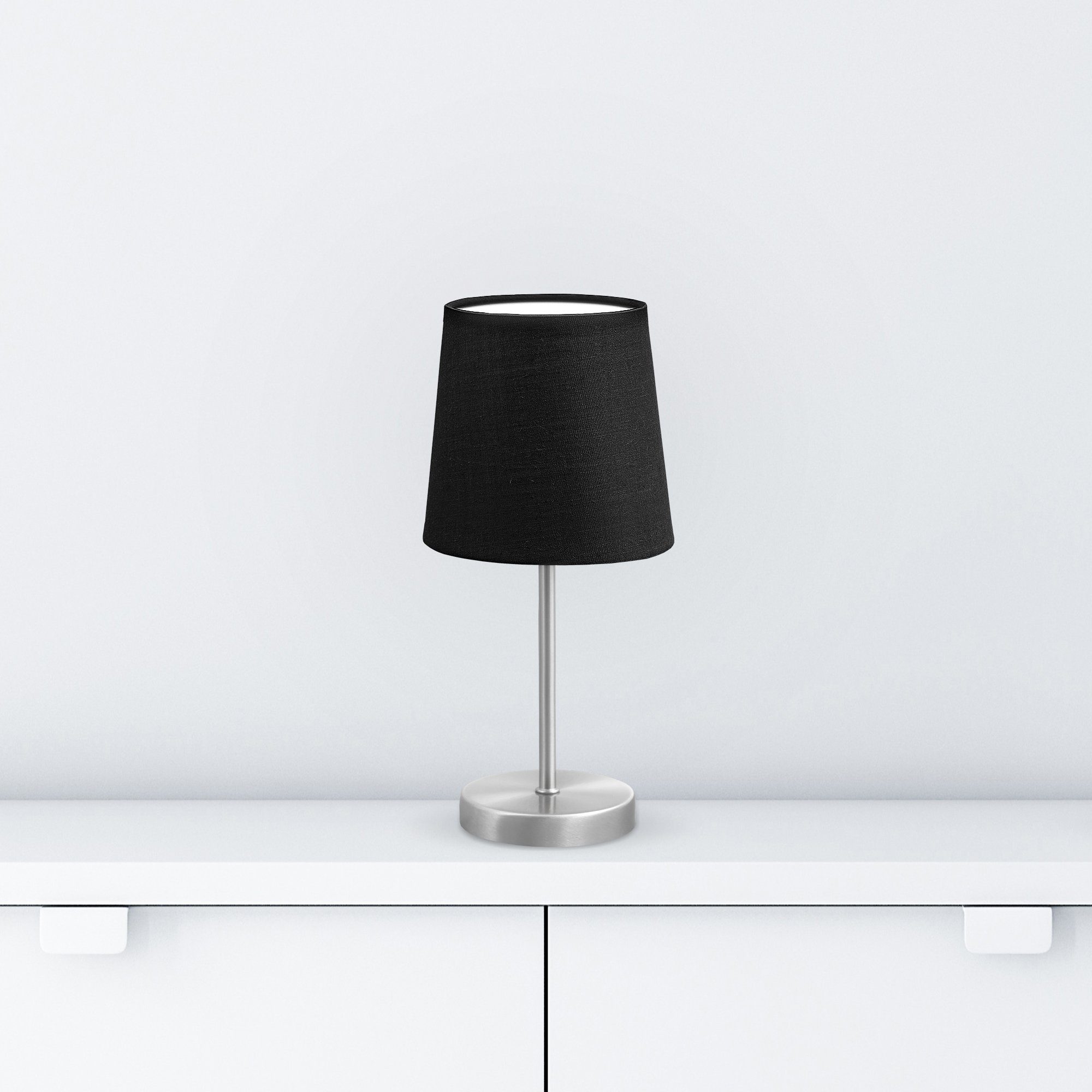 B.K.Licht Tafellamp LED nachttafellamp met schakelaar E14 IP20 stof taupe mat-nikkel