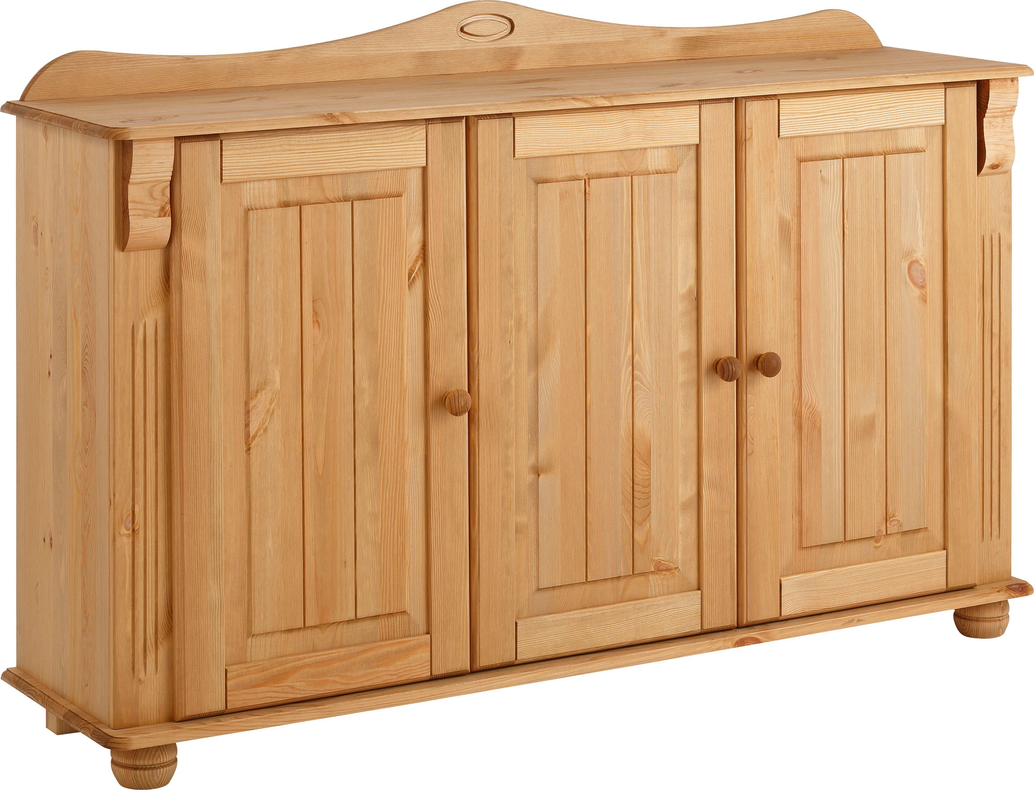 Home affaire Dressoir ADELE Commode, 3-deurs, breedte 130 cm, van massief dennenhout, FSC dressoirs beige