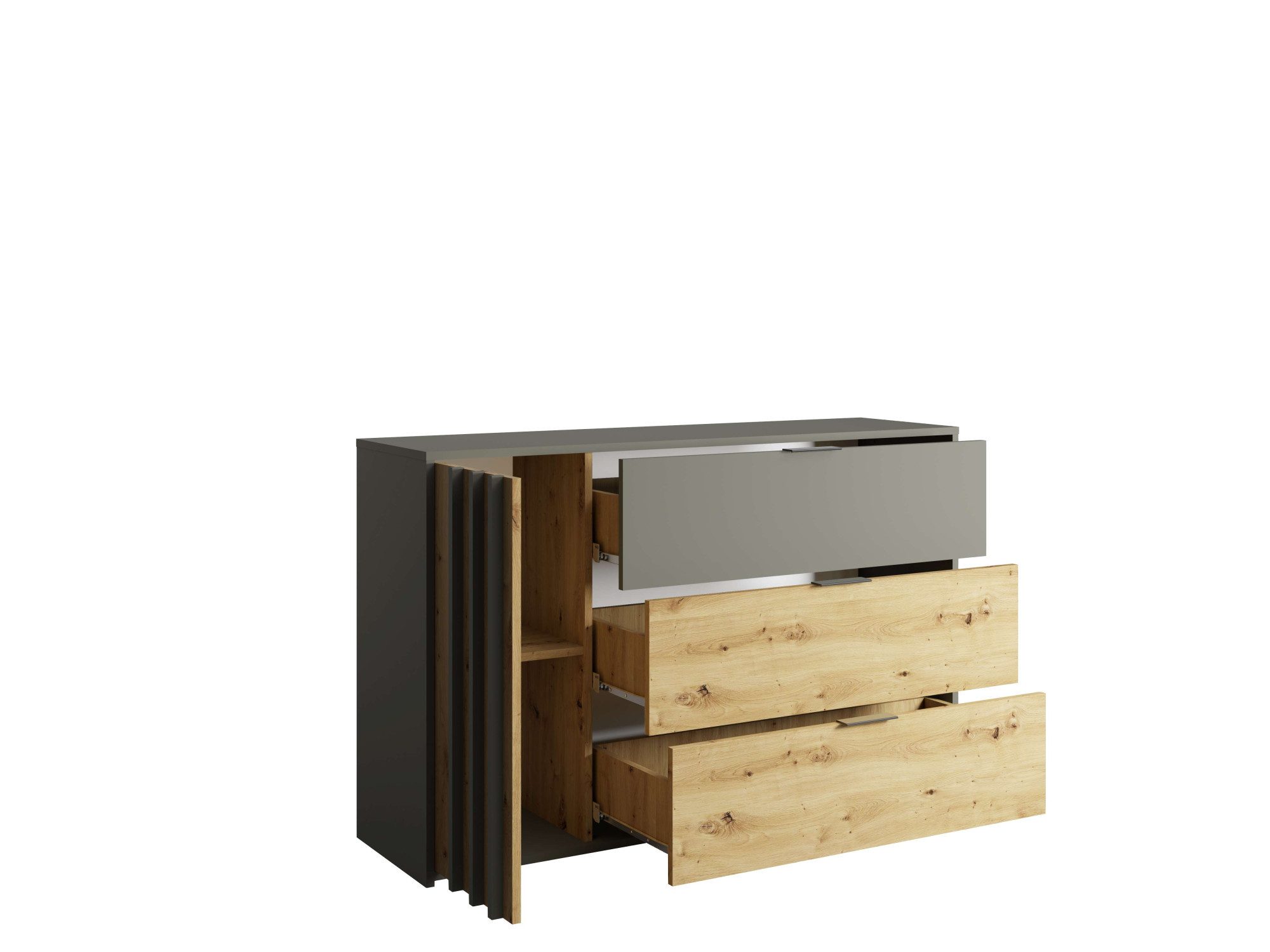 INOSIGN Kast Commode Loreto met 3 lades en een deur, B/D/H 125/36/80 cm
