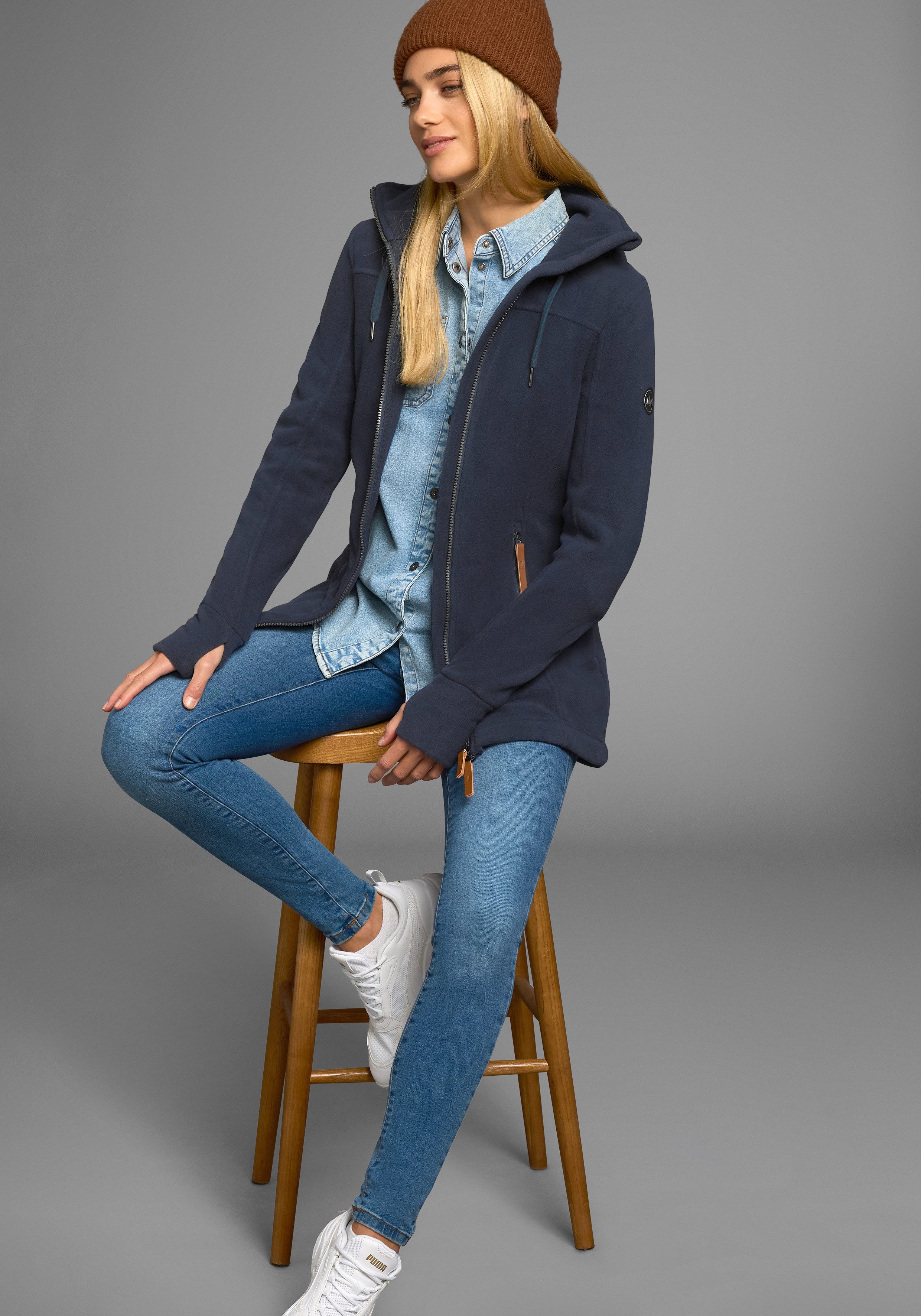Polarino Fleecejack van fleece, ademend, sneldrogend