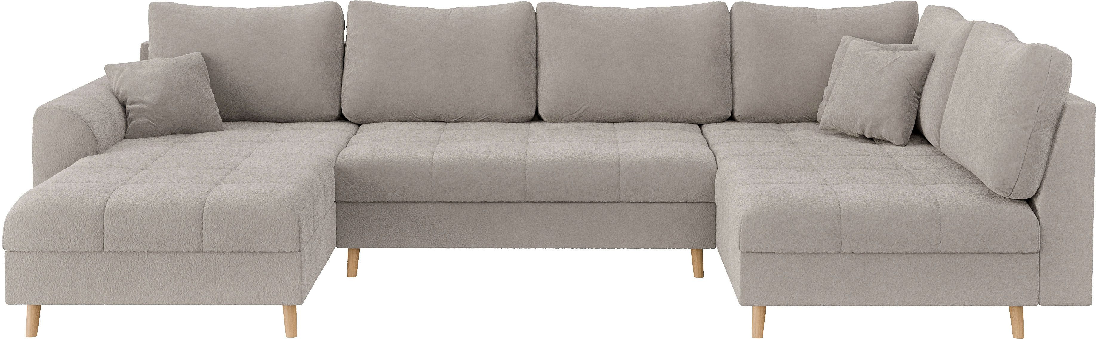 Home affaire Zithoek CHARRE U-vorm met ottomane, afmetingen B/D/H: 310/161/81 cm fijne stiksels, losse rug- en sierkussens, ook in cord en bouclé
