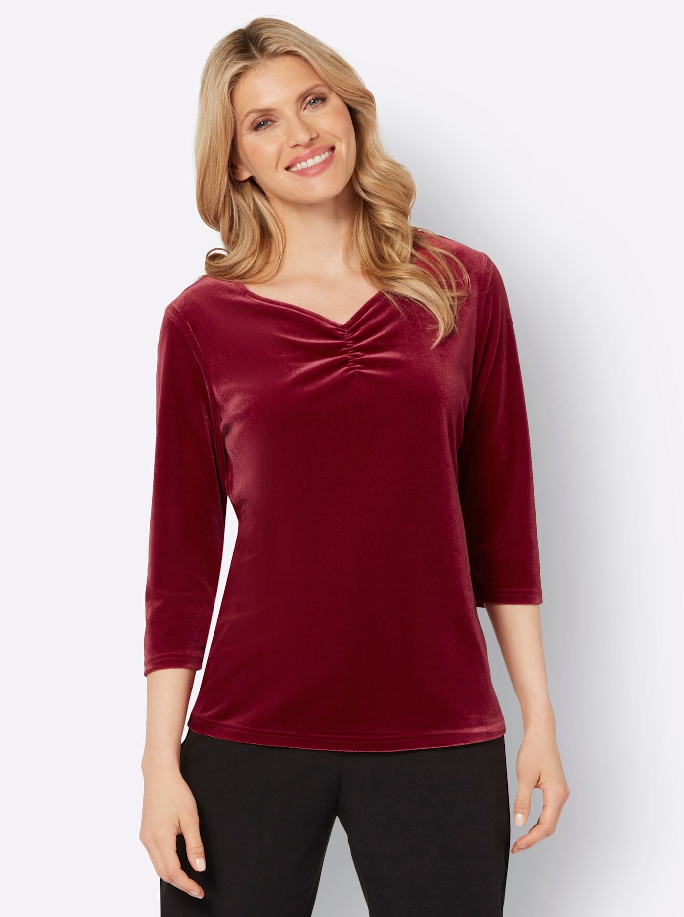 Classic Basics Shirt met 3/4 mouwen Fluwelen shirt (1-delig)