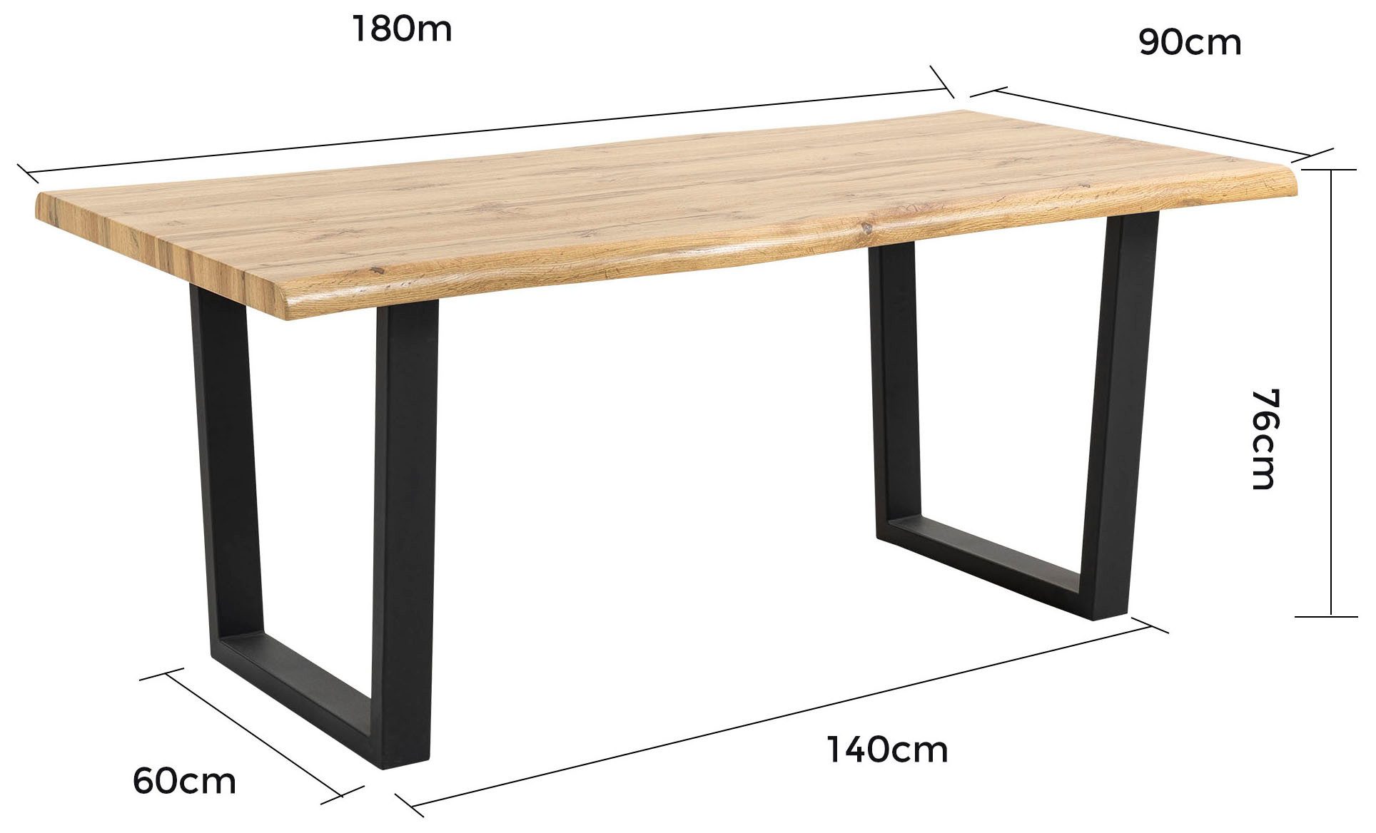 Duo Collection Tafel met hout Tafel Thea Massief beugelonderstel van metaal, draagvermogen tot 100 kg