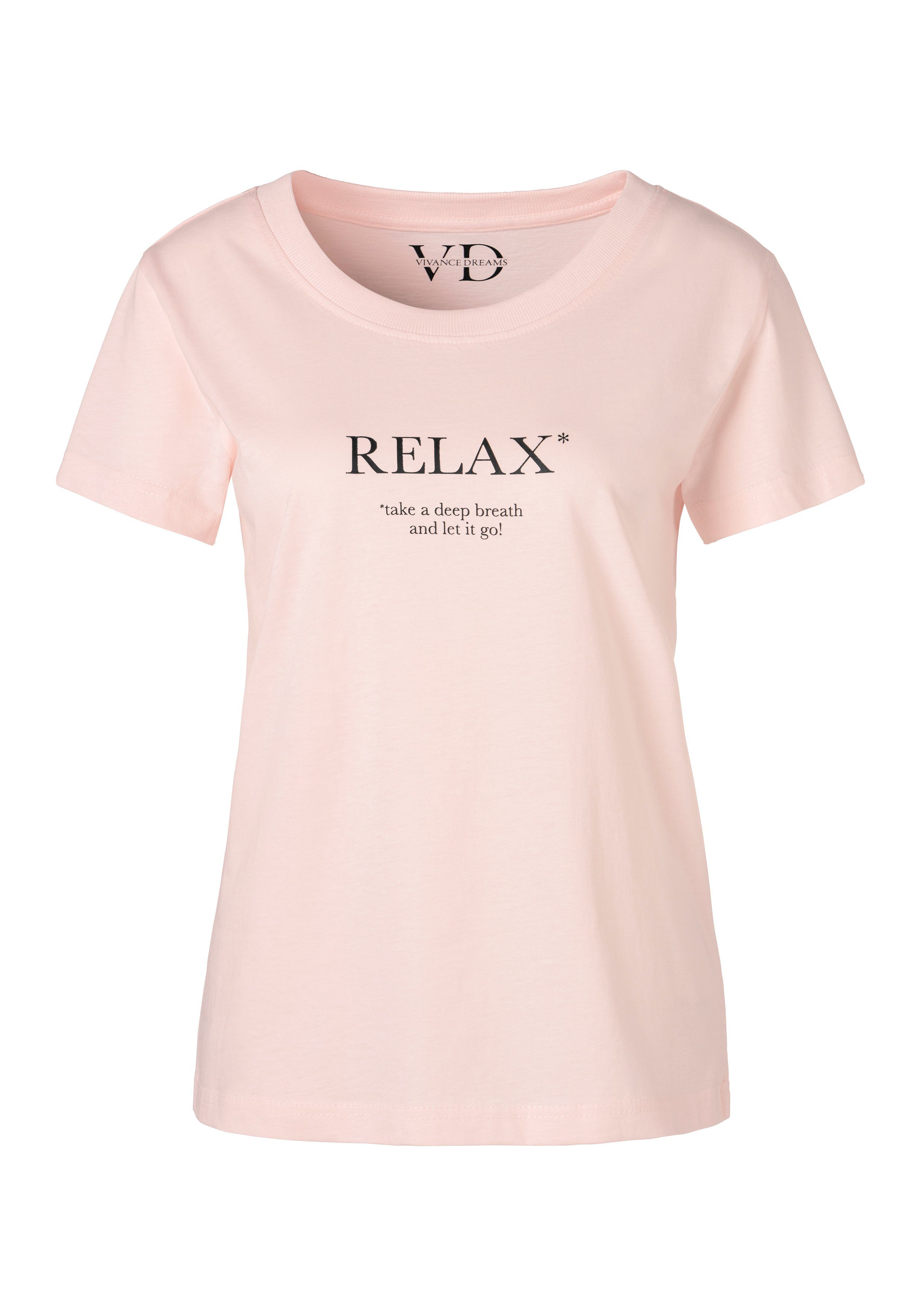 vivance dreams pyjama top met statementprint roze