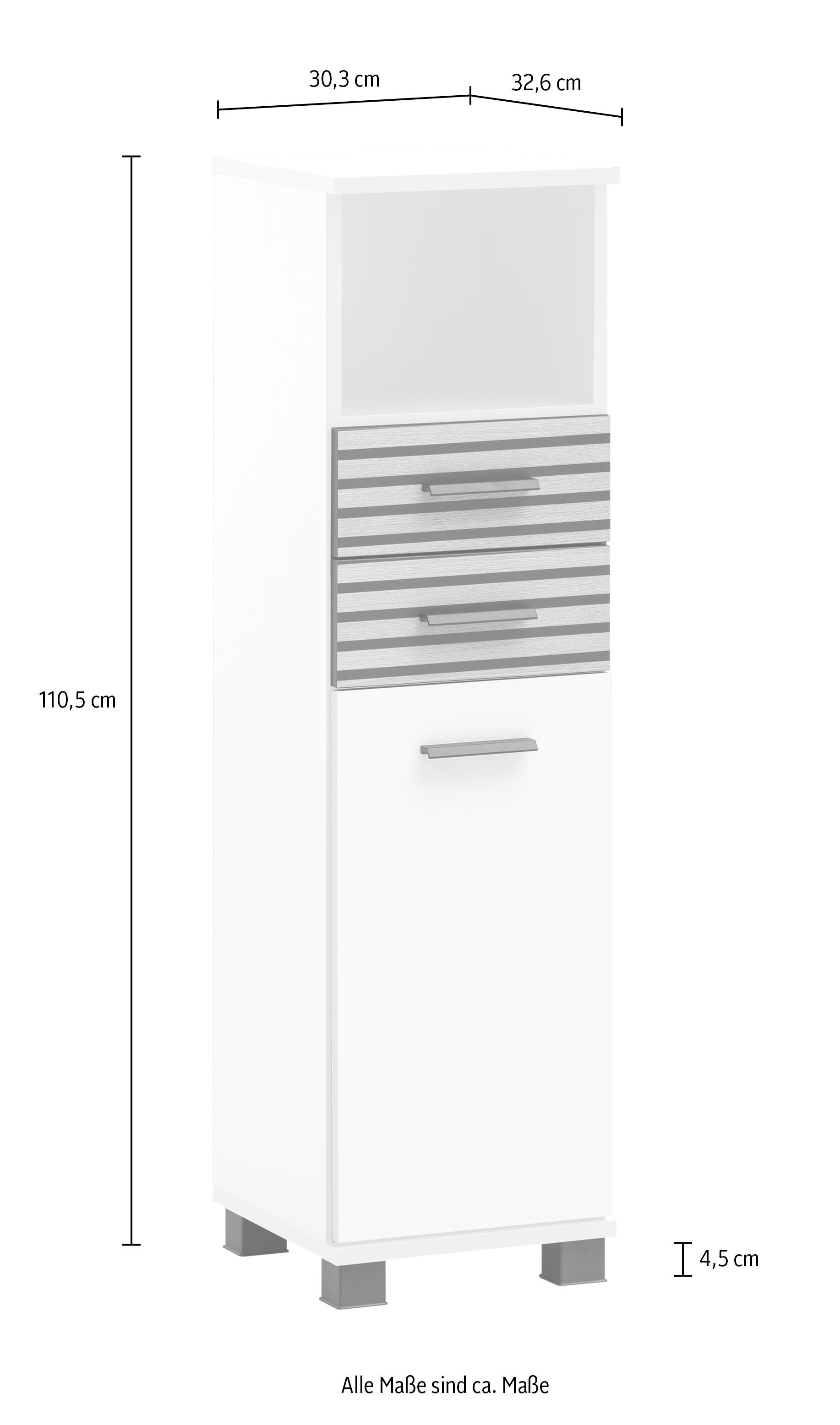 Schildmeyer Halfhoge kast Katta, breedte 30 cm Verwisselbare deur aanslag, lades met akoestische print