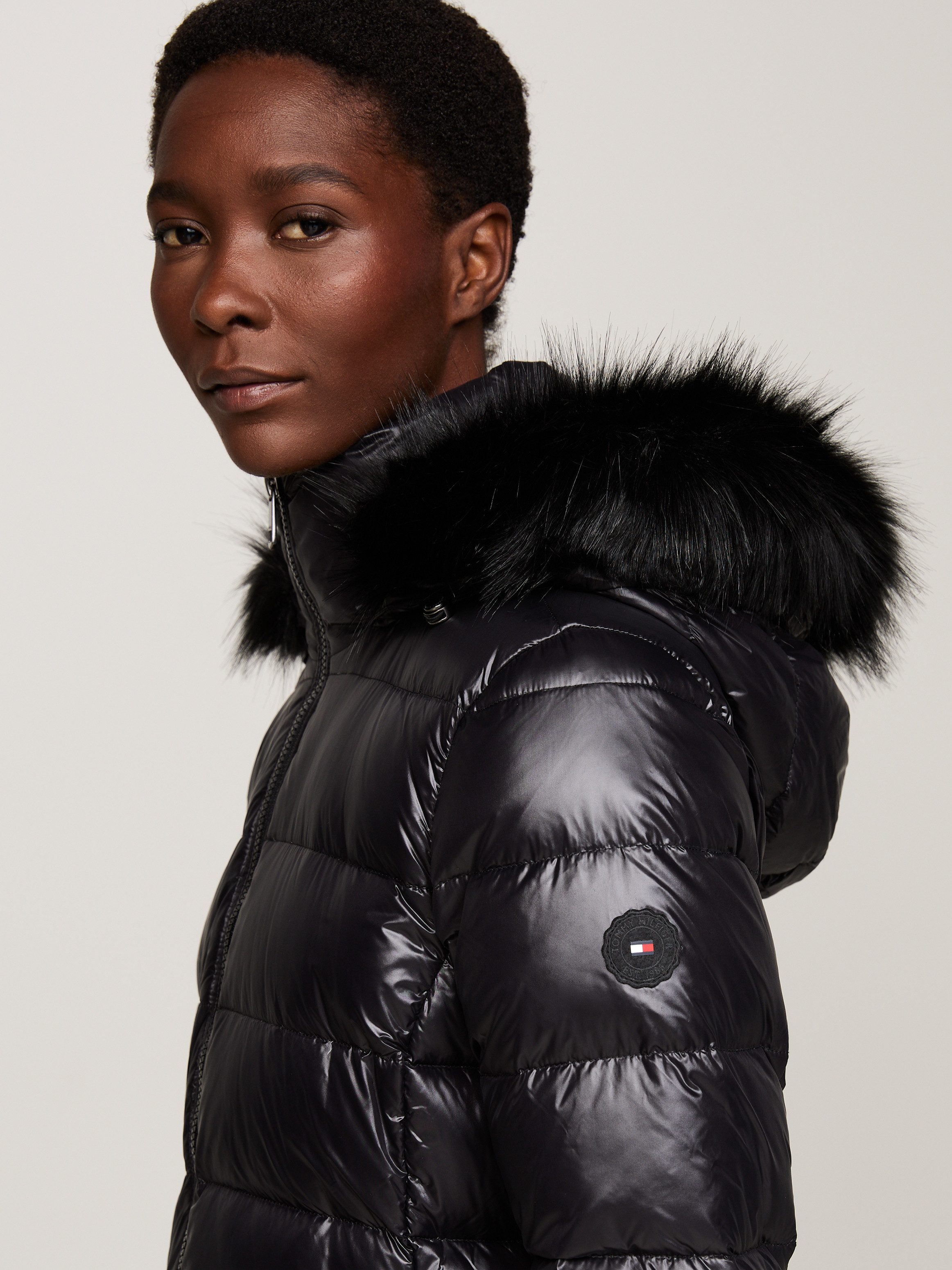 Tommy Hilfiger Lange jas met gestempeld logo