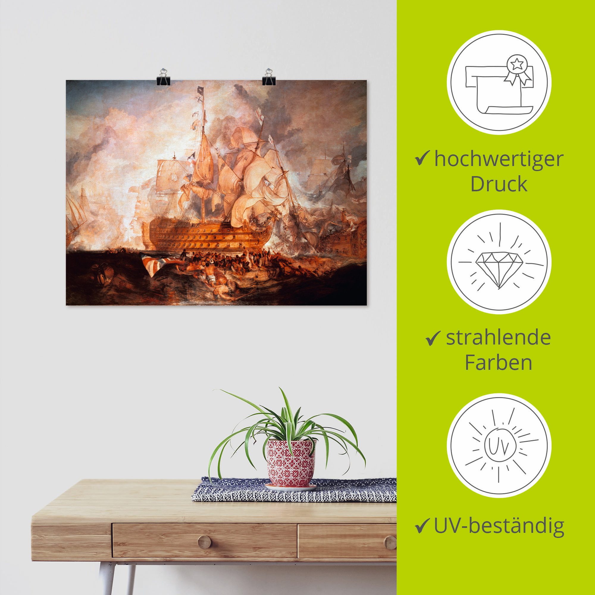 Artland Artprint Slag bij Trafalgar als artprint op linnen, muursticker of poster in verschillende maten