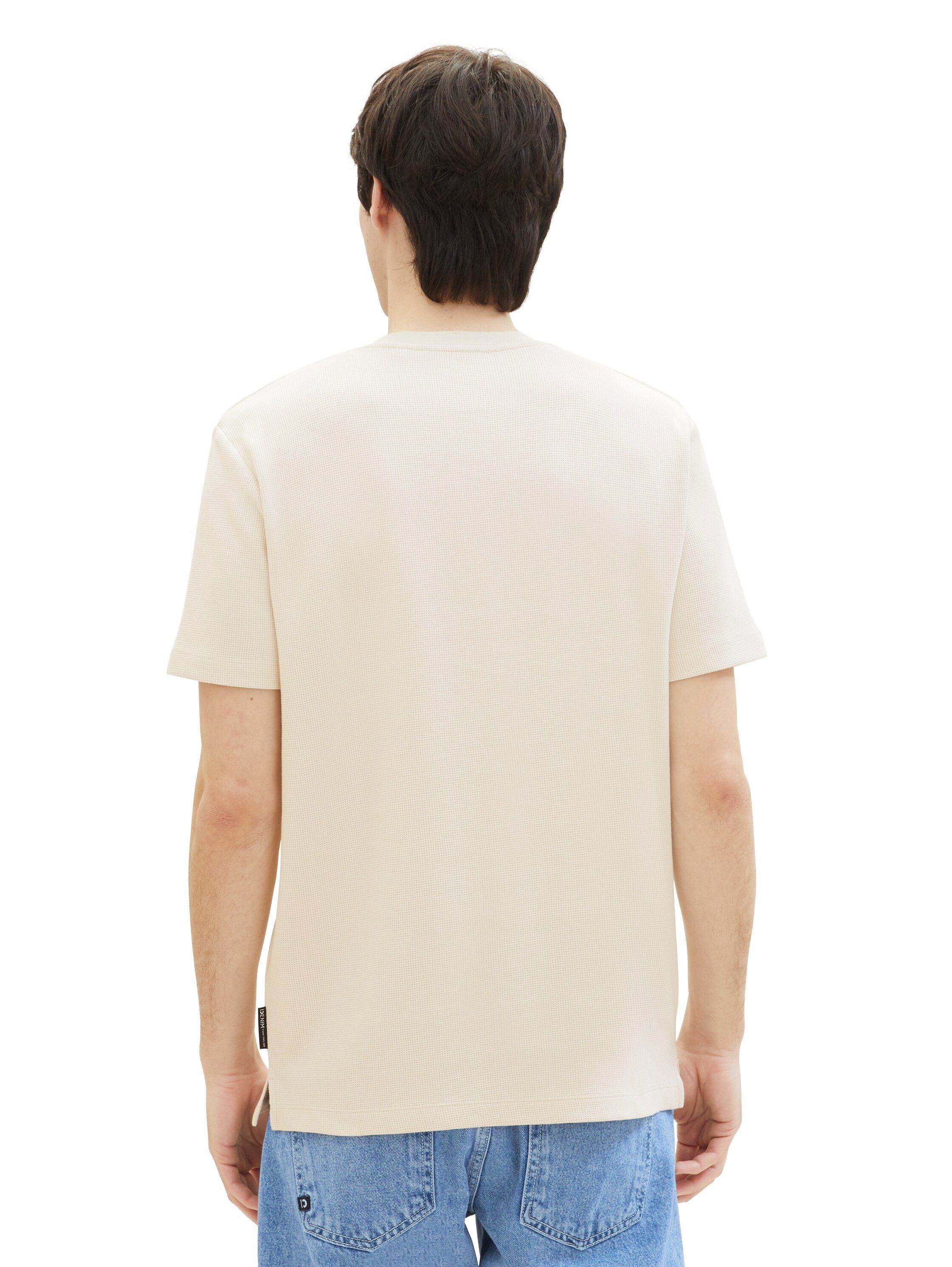Tom Tailor Denim Shirt met ronde hals van hoogwaardig wafeljersey
