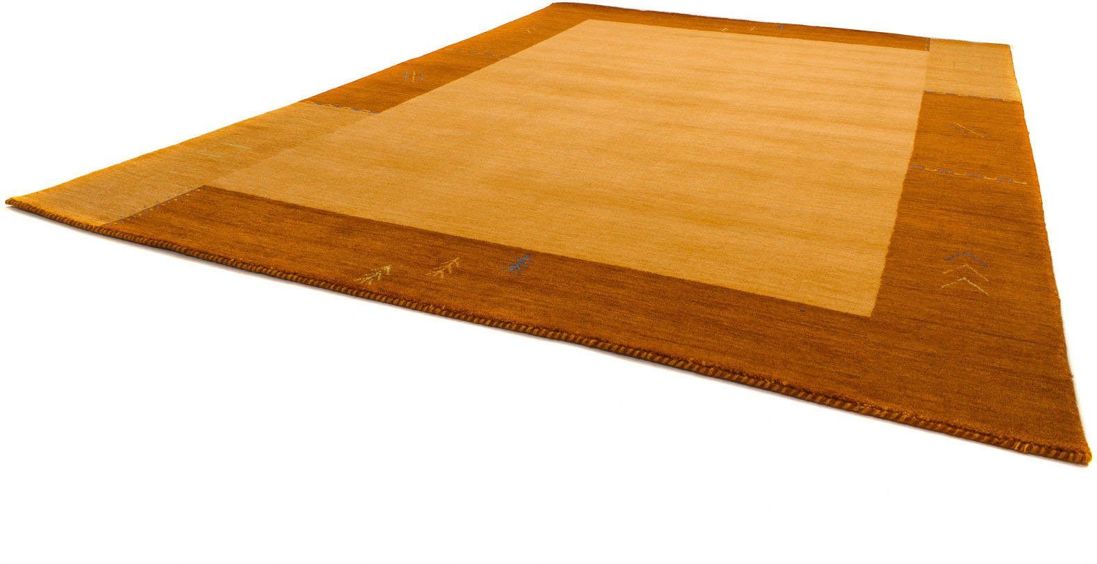 morgenland Wollen kleed GABBEH FEIN TELLA zuiver scheerwol randdessin, woonkamer wollen vloerkleden maat 200 cm x 300 cm x 18 mm goud(kleur)