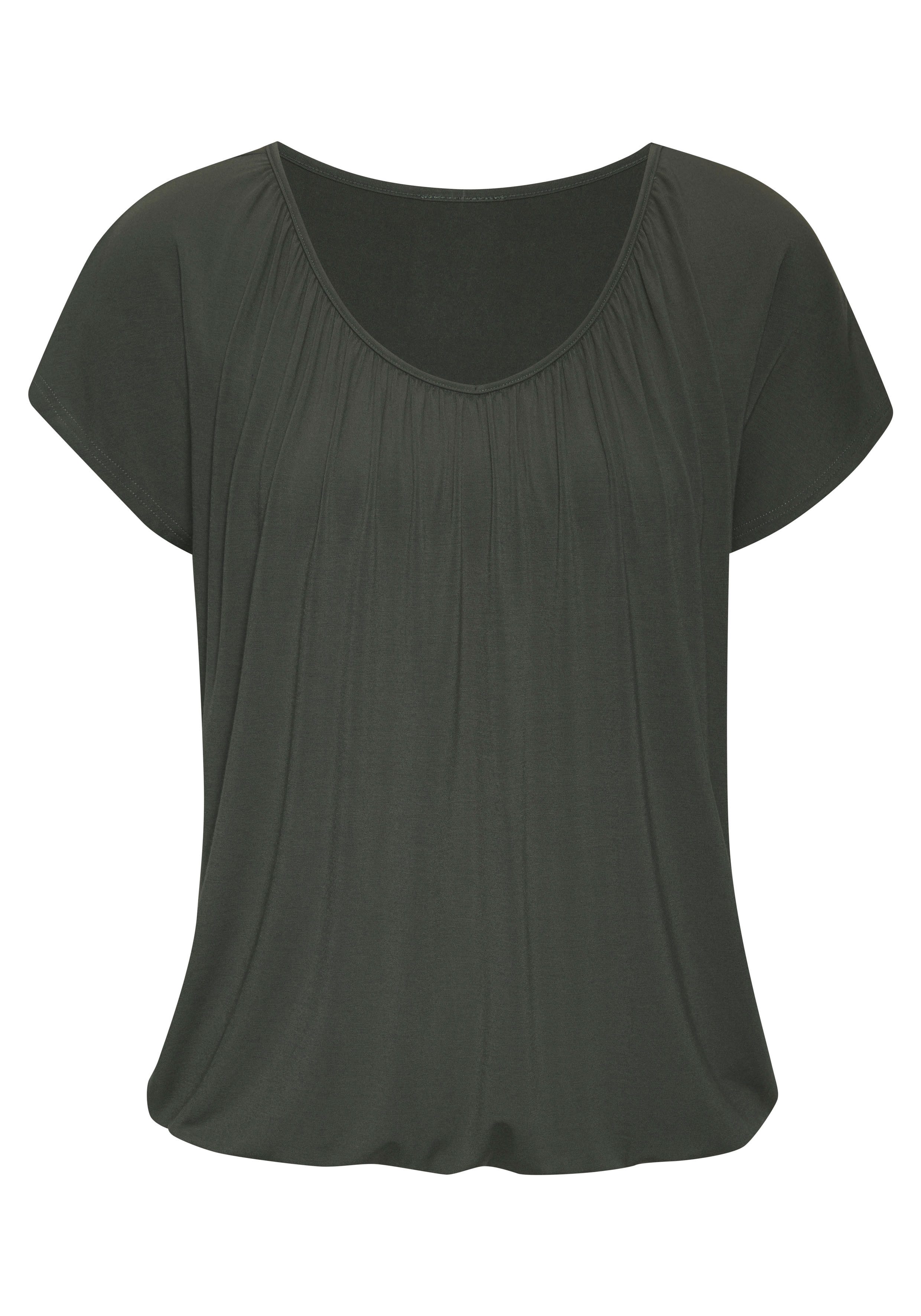 Lascana Shirt met korte mouwen met elastiek in de band (set, 2-delig)