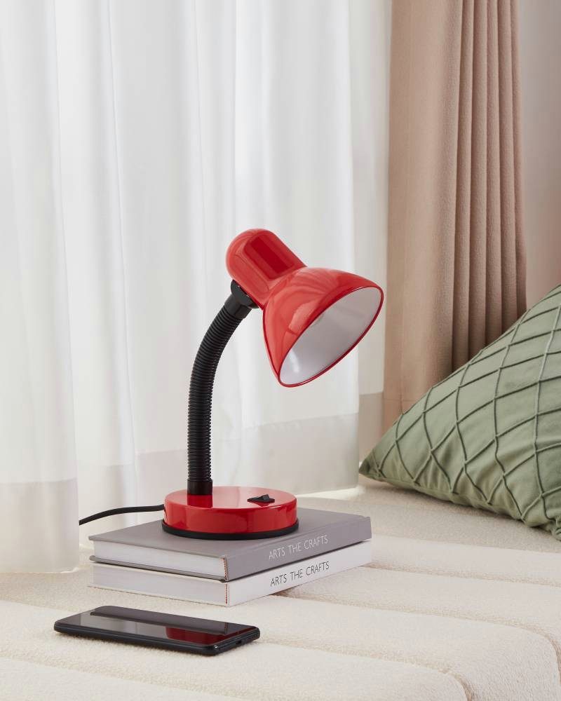 EGLO Tafellamp Basic rood / ø12,5 x h30 cm / tuimelschakelaar - draaibaar - flexibele hals