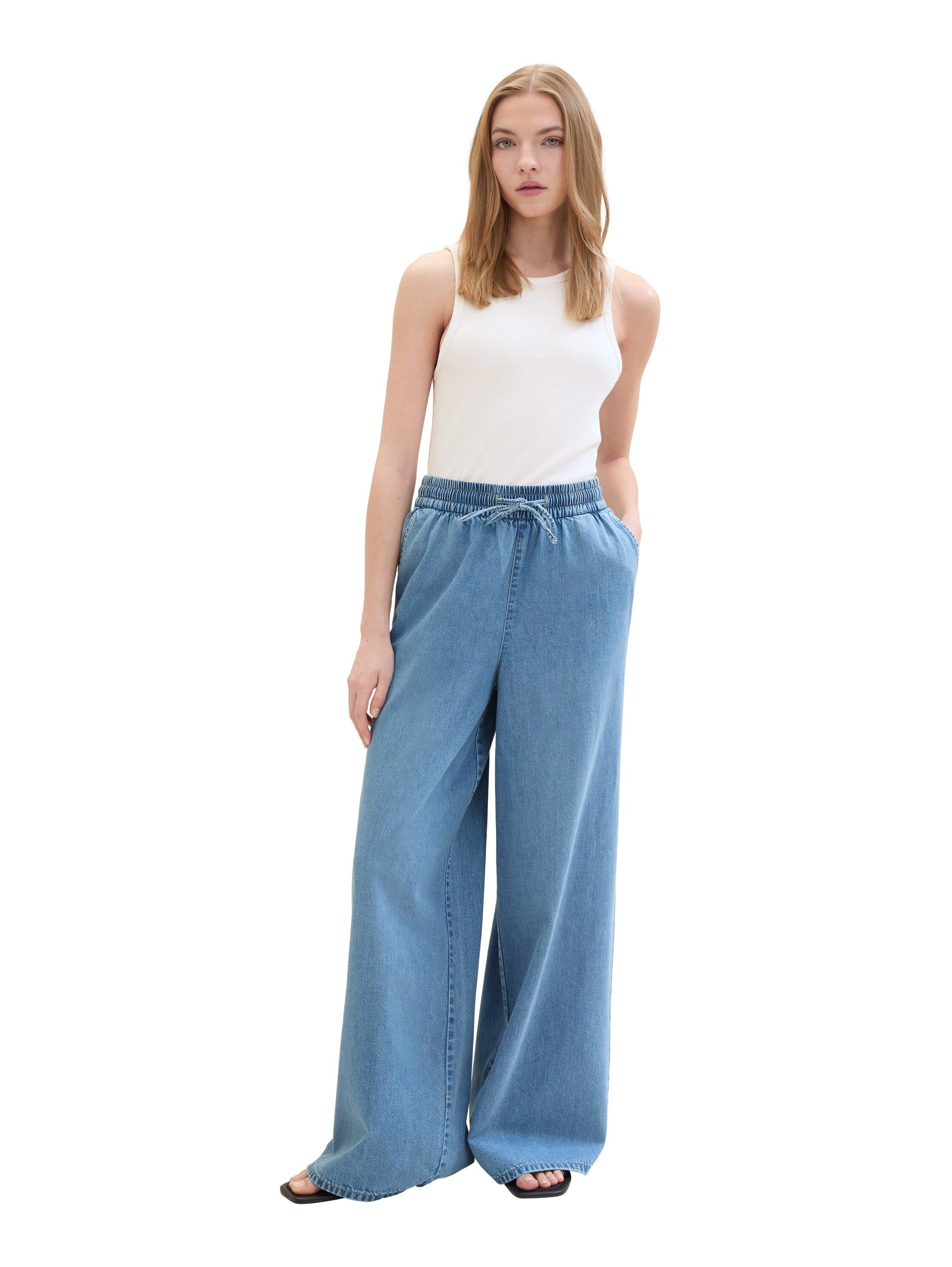 Tom Tailor Denim Wijde jeans met steekzakken opzij