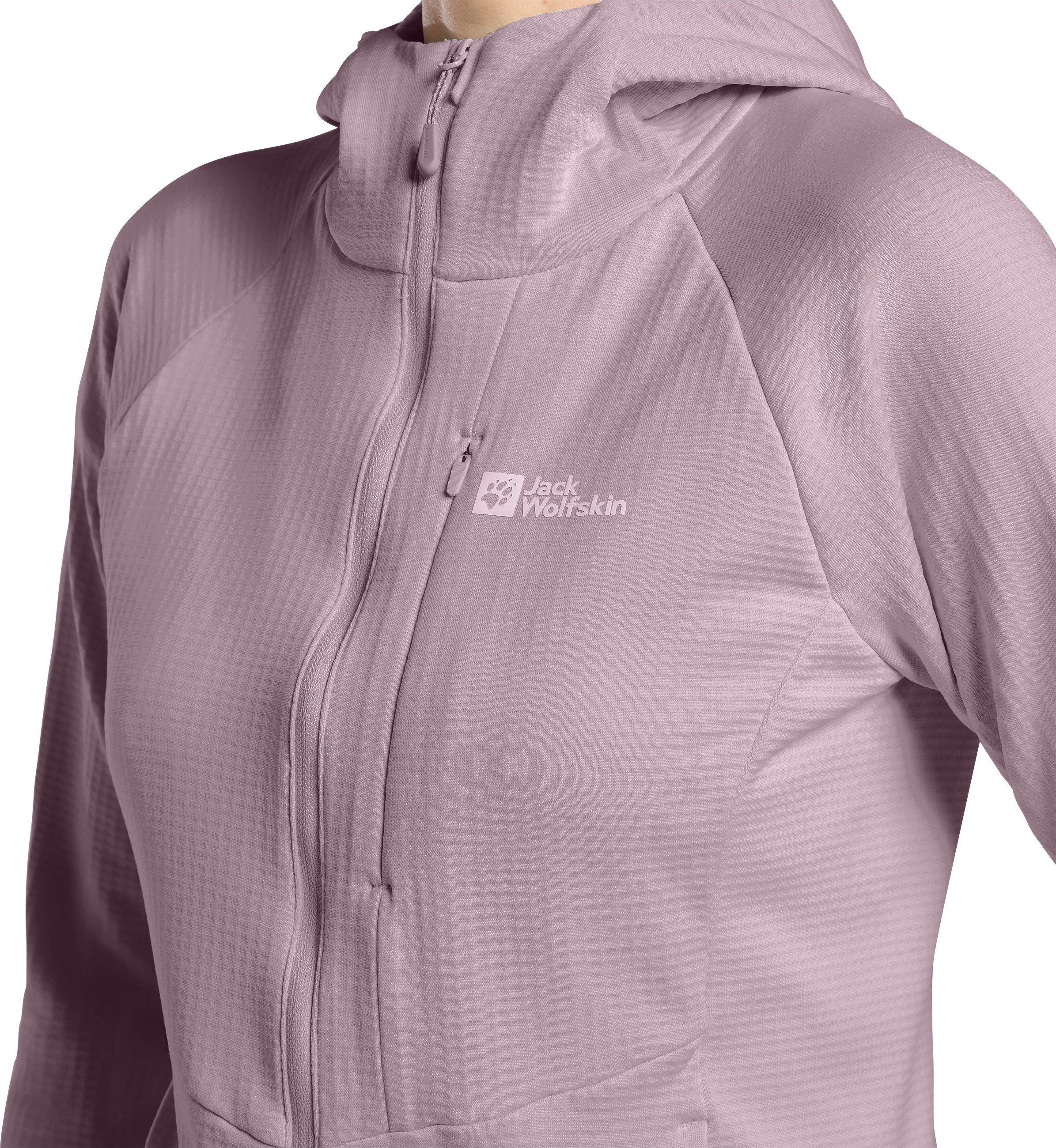 Jack Wolfskin Fleecejack met capuchon KOLBENBERG HOODED FZ W Gaasfleece, overgangsjas, ademend