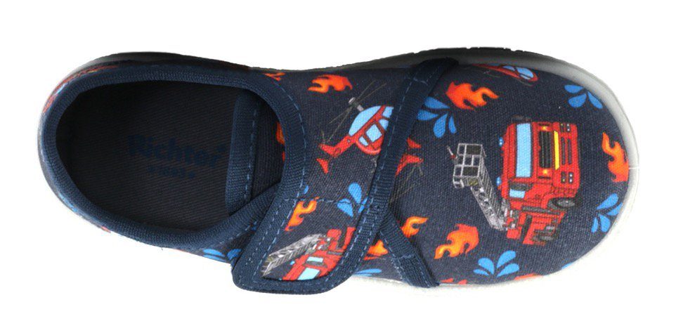 Richter Pantoffels WMS: middel Klittenbandschoen, kleuterschoen met coole brandweer-motieven