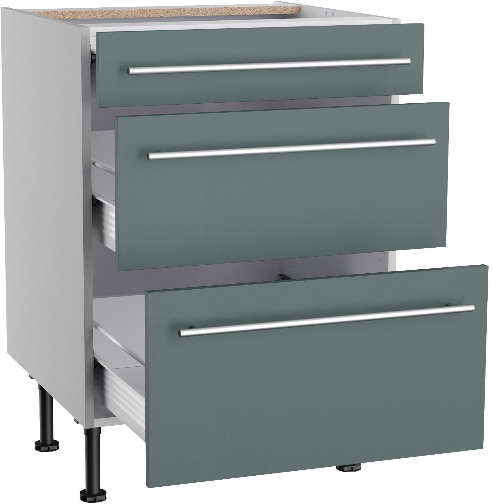Kochstation Onderkast KS-Bern2 Breedte 60 cm, 1 lade, 2 uittrekken