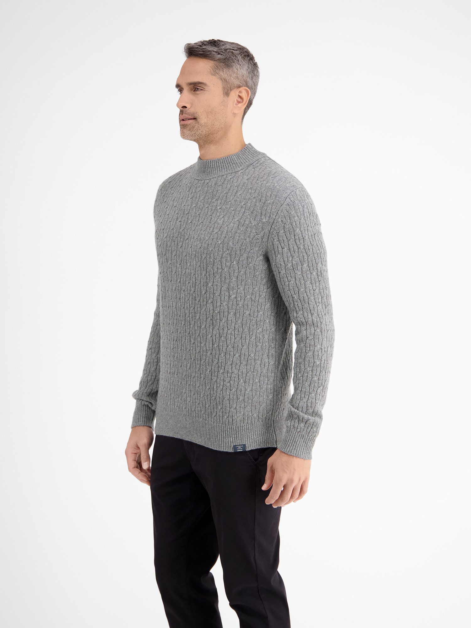 Lerros Gebreide trui LERROS kabelgebreide pullover met turtleneck