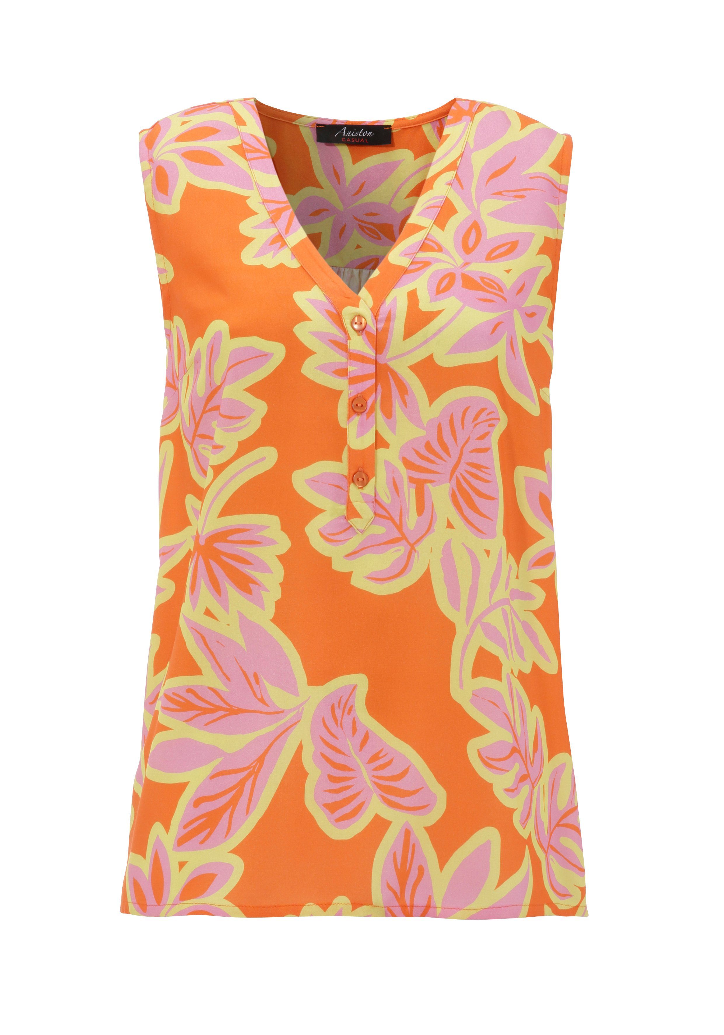 Aniston CASUAL Top met kleurintensieve, grootbladige print