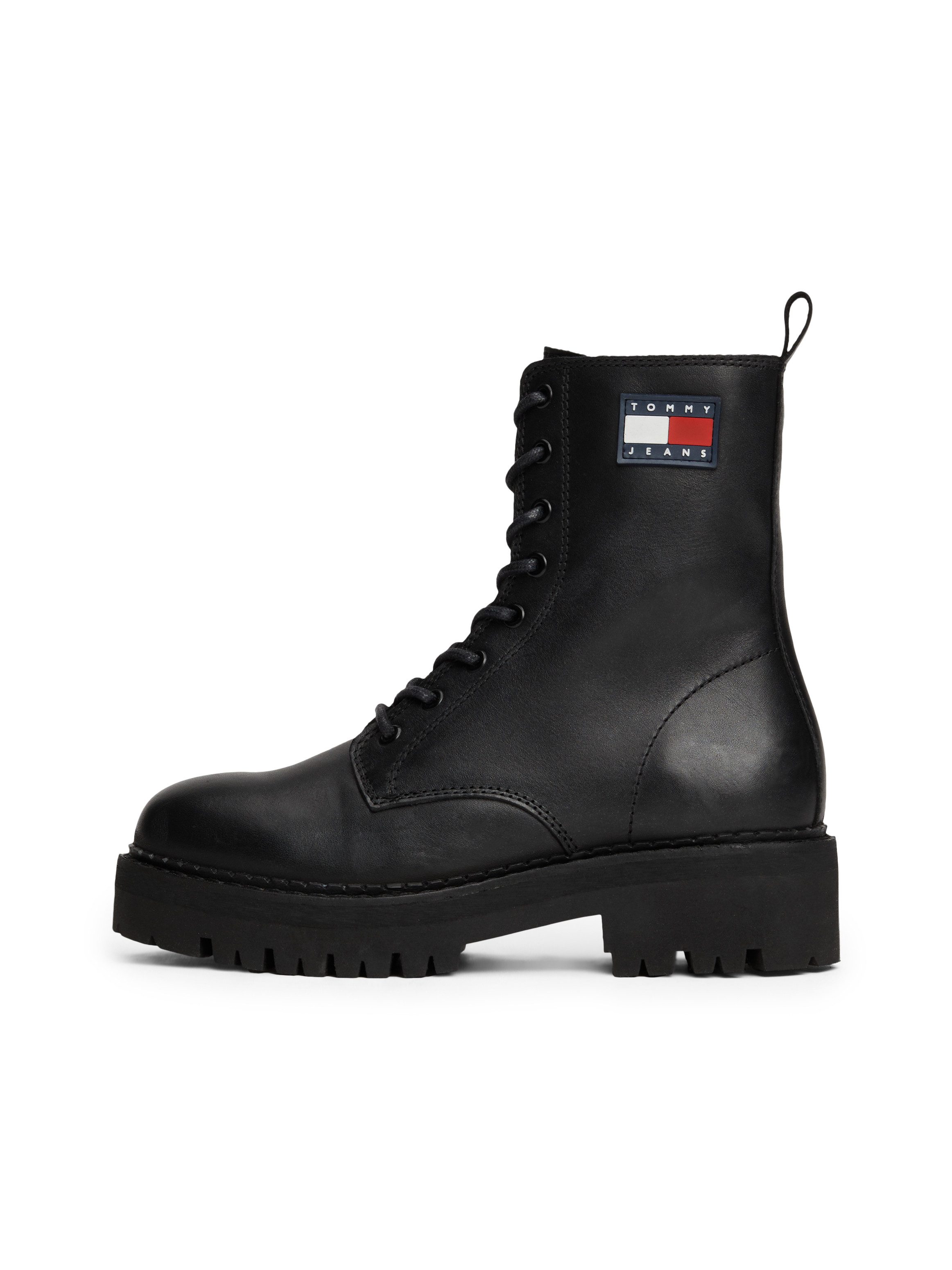 TOMMY JEANS Veterschoenen TJW URBAN LACE UP BOOT blokhak, veterschoen, chunky boots, zijlogo-vlag