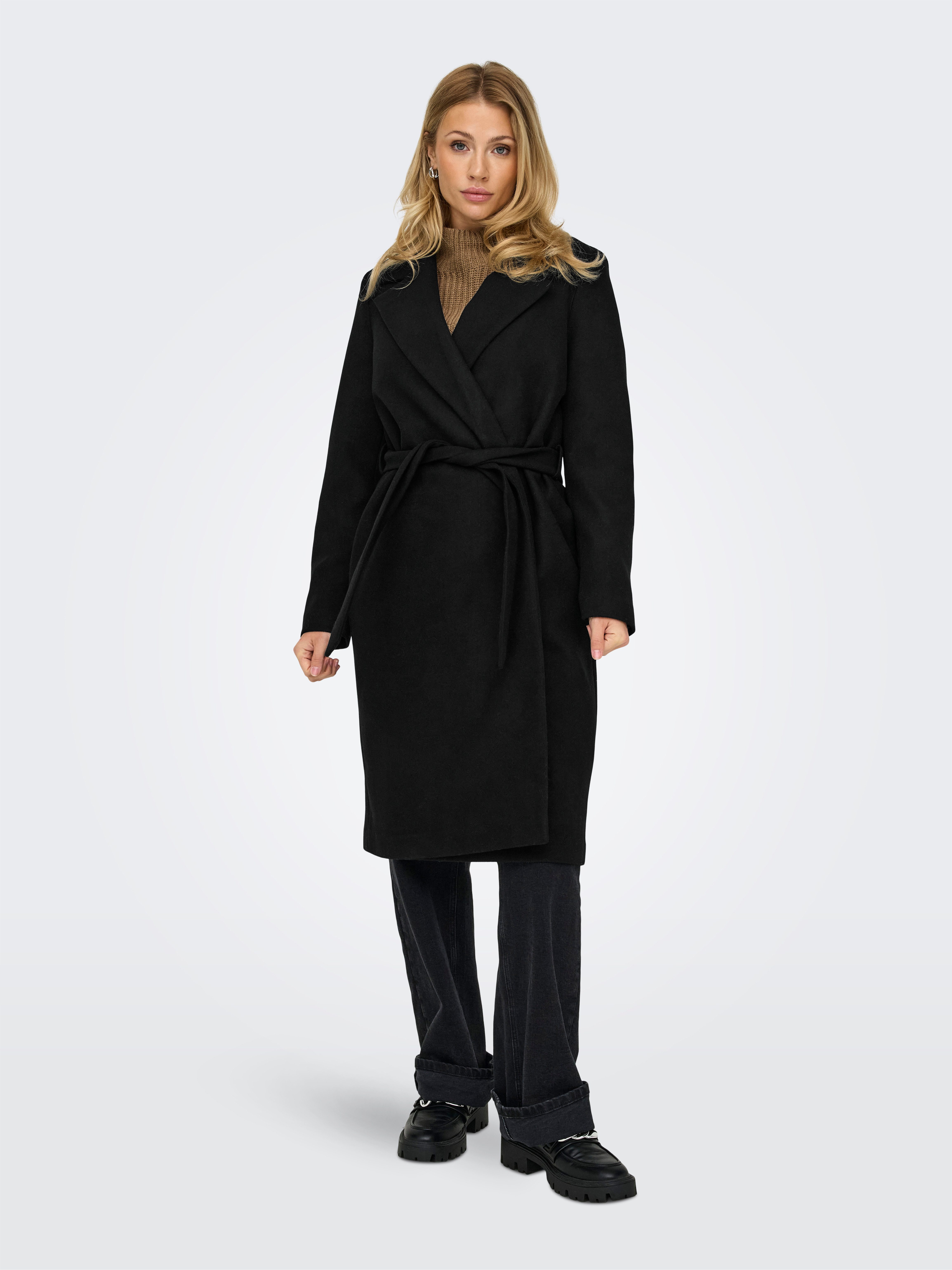Only Lange jas ONLALVILDA LIFE WRAP COAT OTW