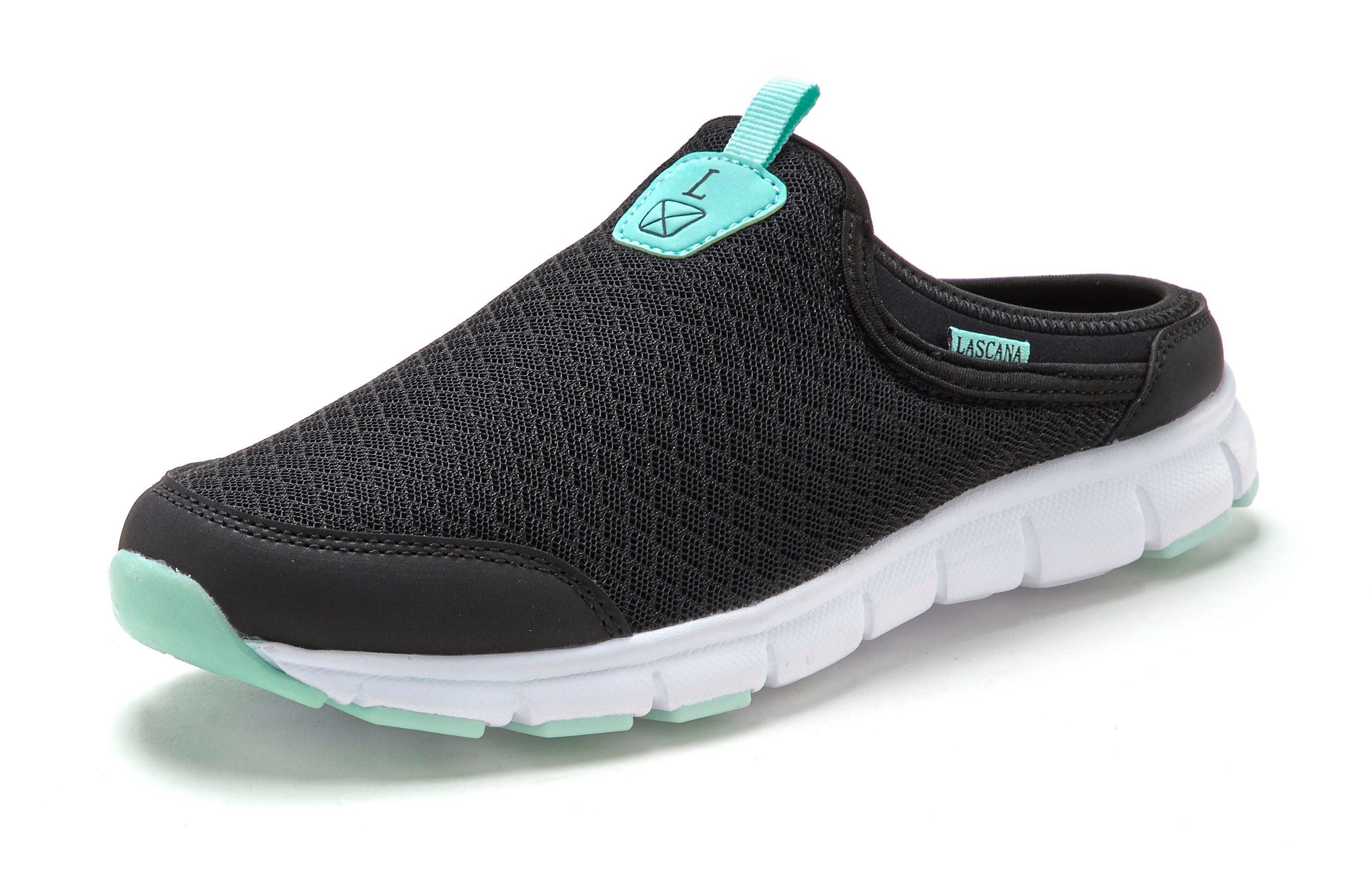 Lascana Slip-on sneakers Lage schoen, vrijetijdsschoen, sabot, clogs van licht mesh-materiaal