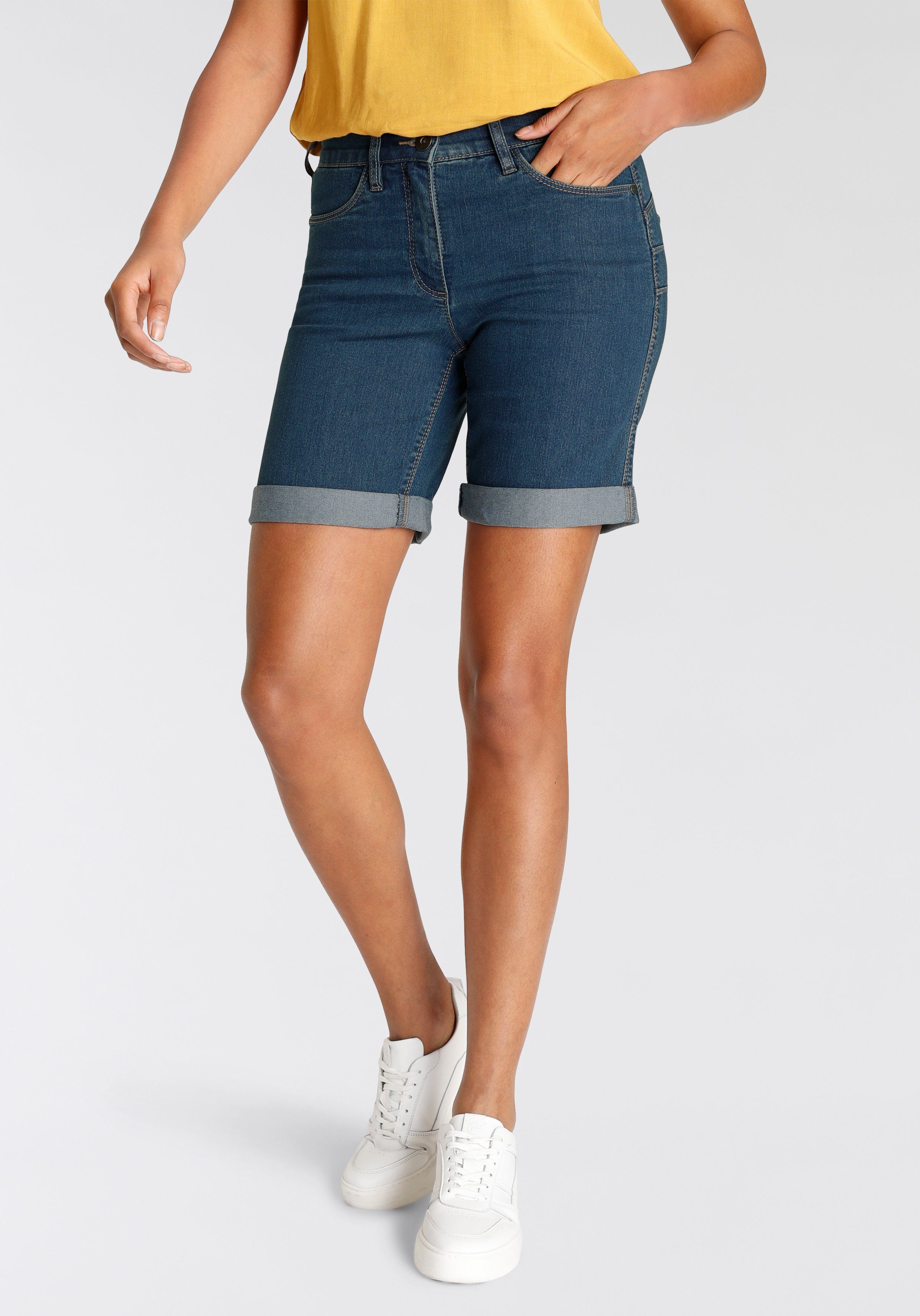 Arizona Jeansbermuda wijde pasvorm, korte pasvorm, hoge taille