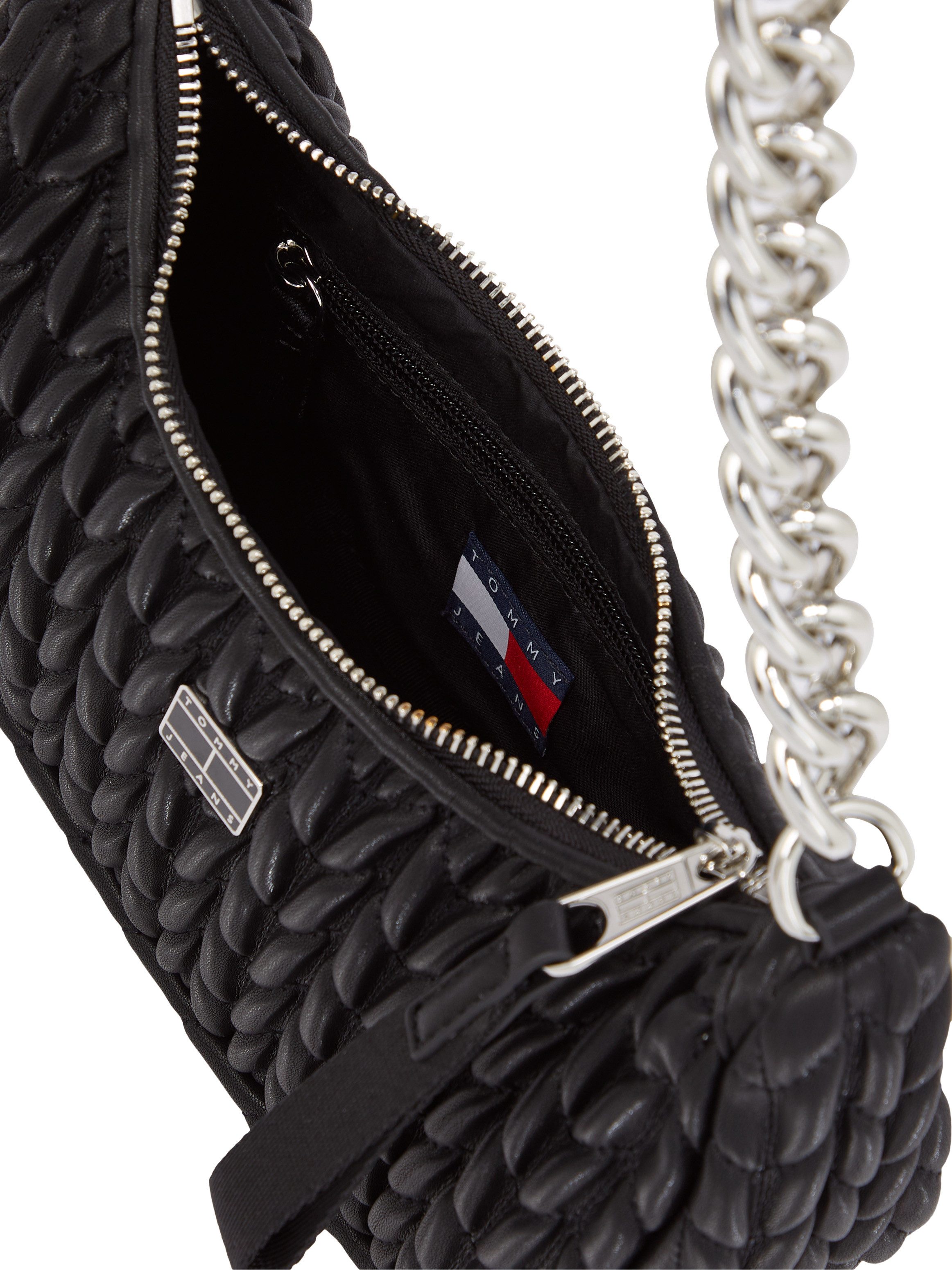 TOMMY JEANS Schoudertas TJW ICONIC SHOULDER QUILTED , dames schoudertas, draagtas met decoratieve kettinghandvat