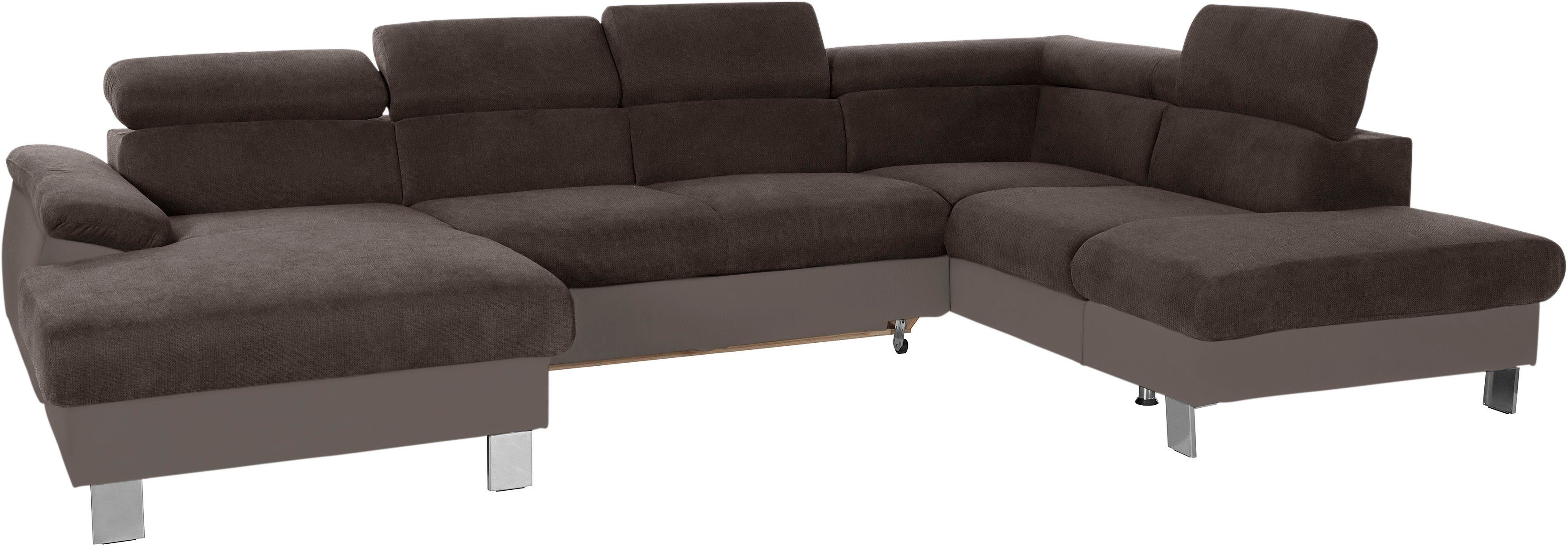 COTTA Zithoek Komaris U-vorm, B: 320 cm met hoofdverstelling, optioneel bedfunctie, bedlade & licht