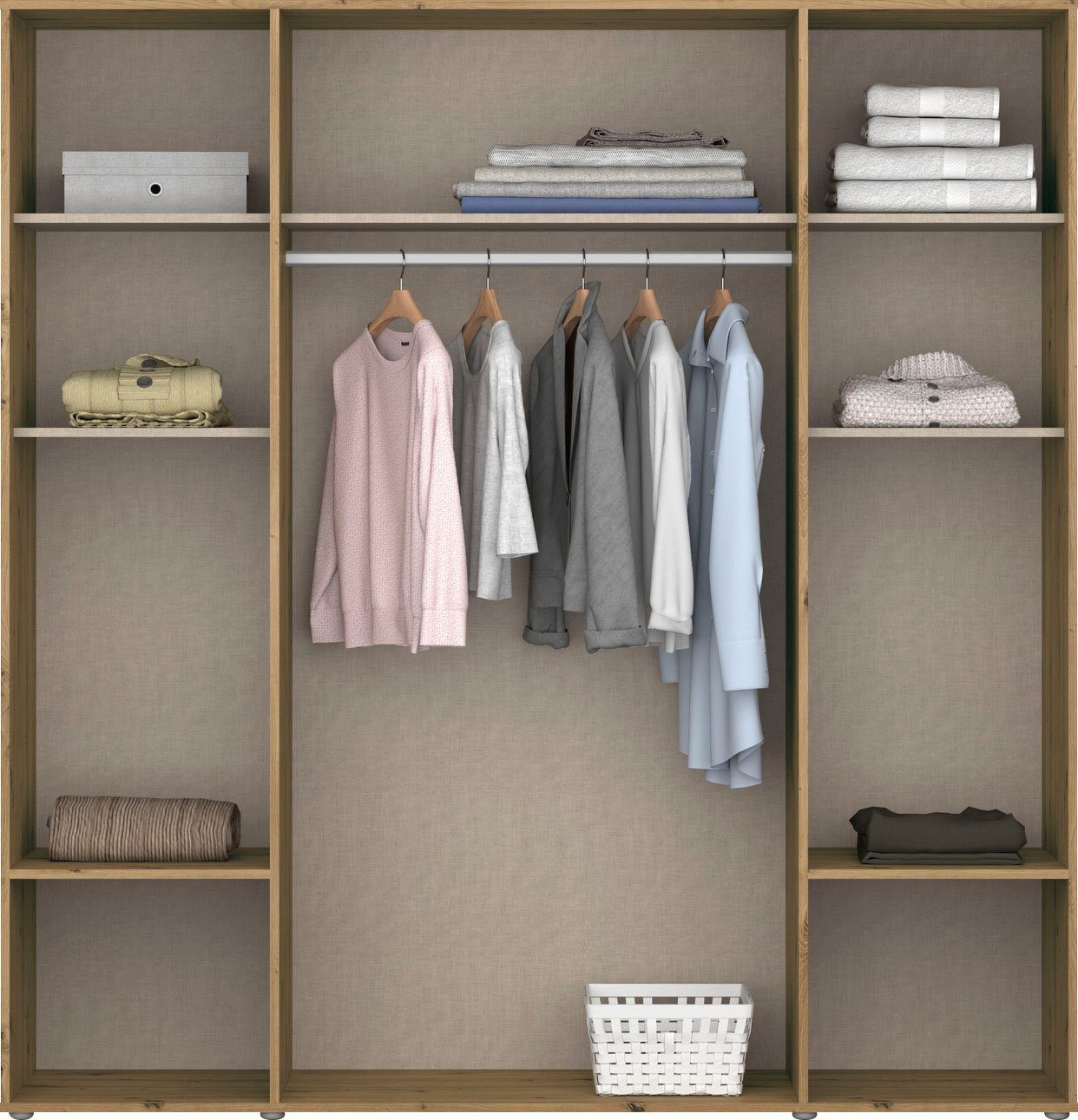 rauch Draaideurkast Kledingkast kast garderobe linnenkast VOYAGER moderne grepen in grijs metallic met buitenlades made in germany
