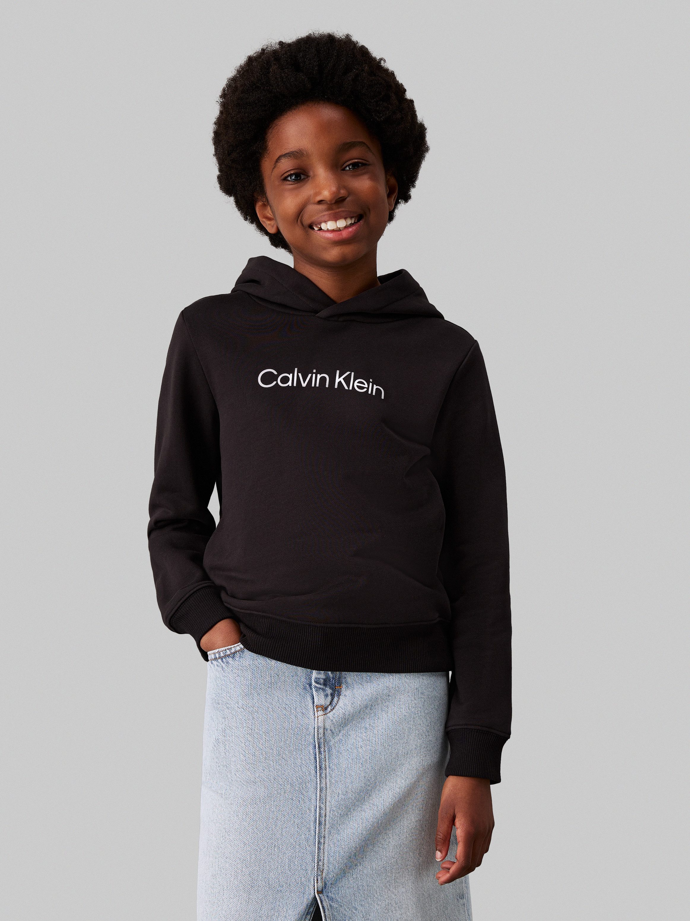 Calvin Klein Hoodie INST. LOGO REG. TERRY HOODIE voor kinderen tot 16 jaar en met logo-opdruk