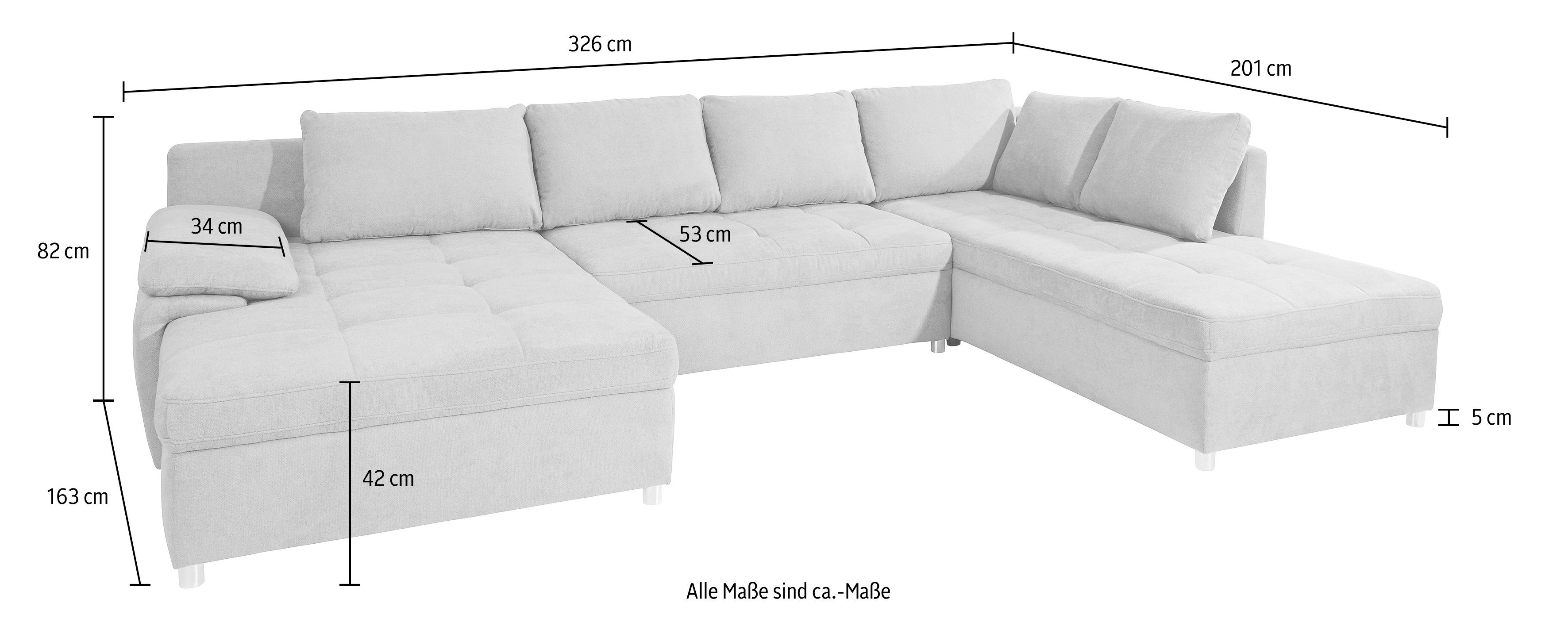 sit&more Zithoek Labene U-vorm naar keuze met slaapfunctie en bedkist