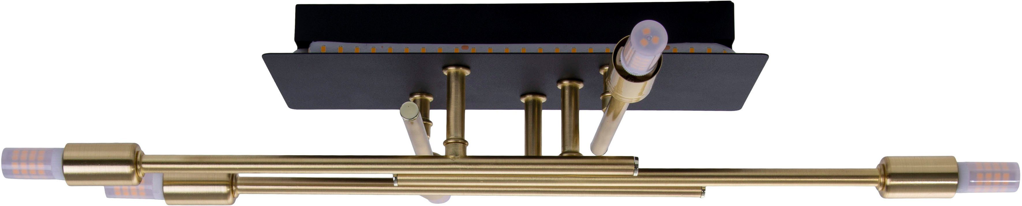 näve Led-plafondlamp ANCONA zwart/goudkleur, met led backlight lichtkleur warmwit, excl. 5x g9 (1 stuk)