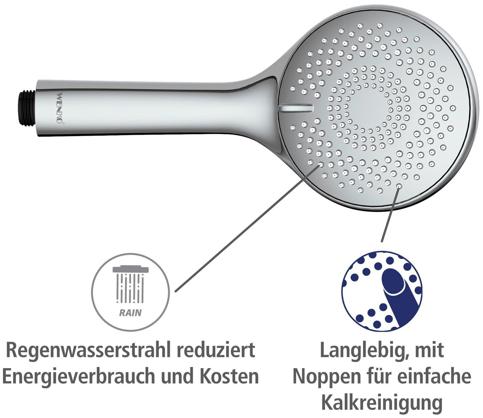 WENKO Handsproeier Watersaving systeem Douchekop Watersaving chroom, diameter 11 cm