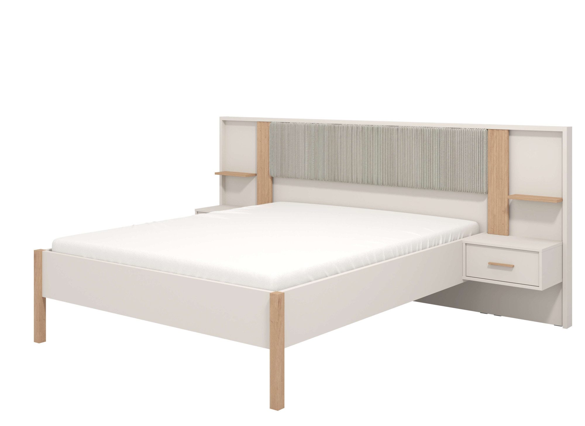 Home affaire Bed Belfort bedcombinatie, met gestoffe hoofdeinde, zachte cordstof (set, 3-delig) bedden grijs