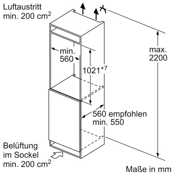 BOSCH Inbouwkoelkast KIR31VFE0, 102,1 cm x 54,1 cm