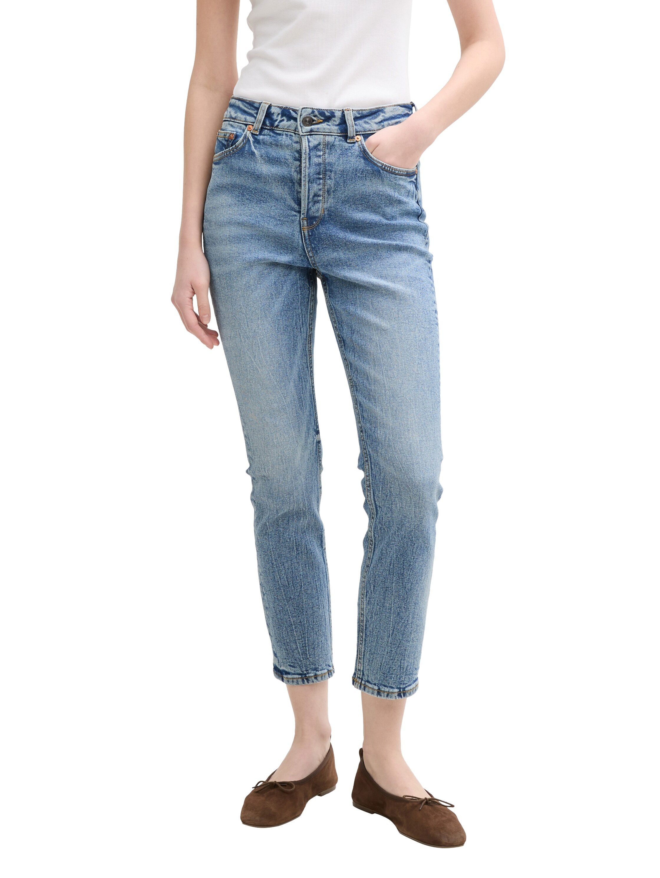 Tom Tailor Denim 7/8 jeans in gebruikte look dames 7/8 jeans maat 28 blauw