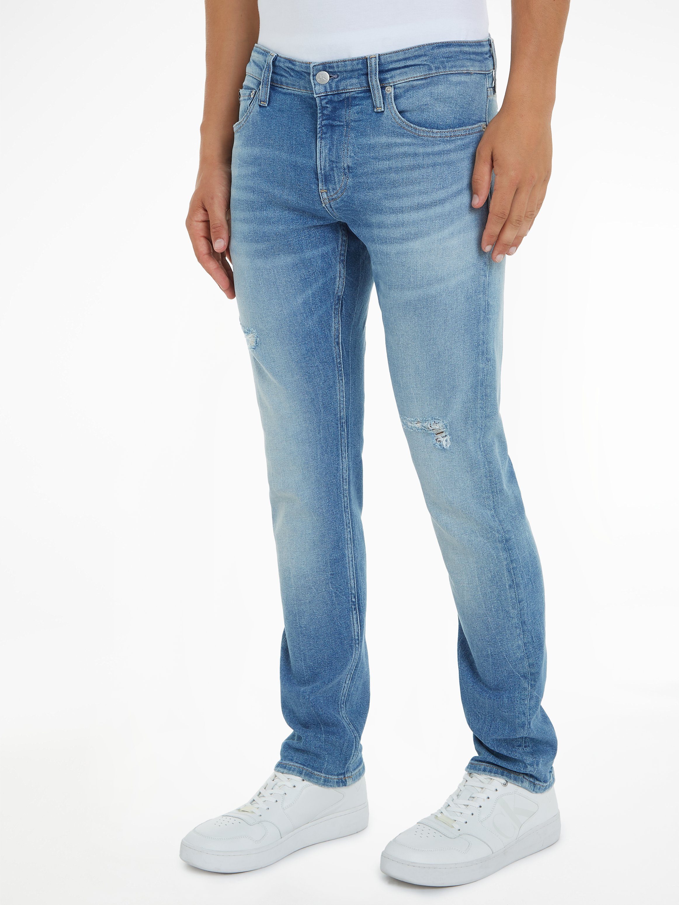 Calvin Klein Slim fit jeans SLIM in 5-pocketsstijl heren slim fit jeans maat 34 blauw