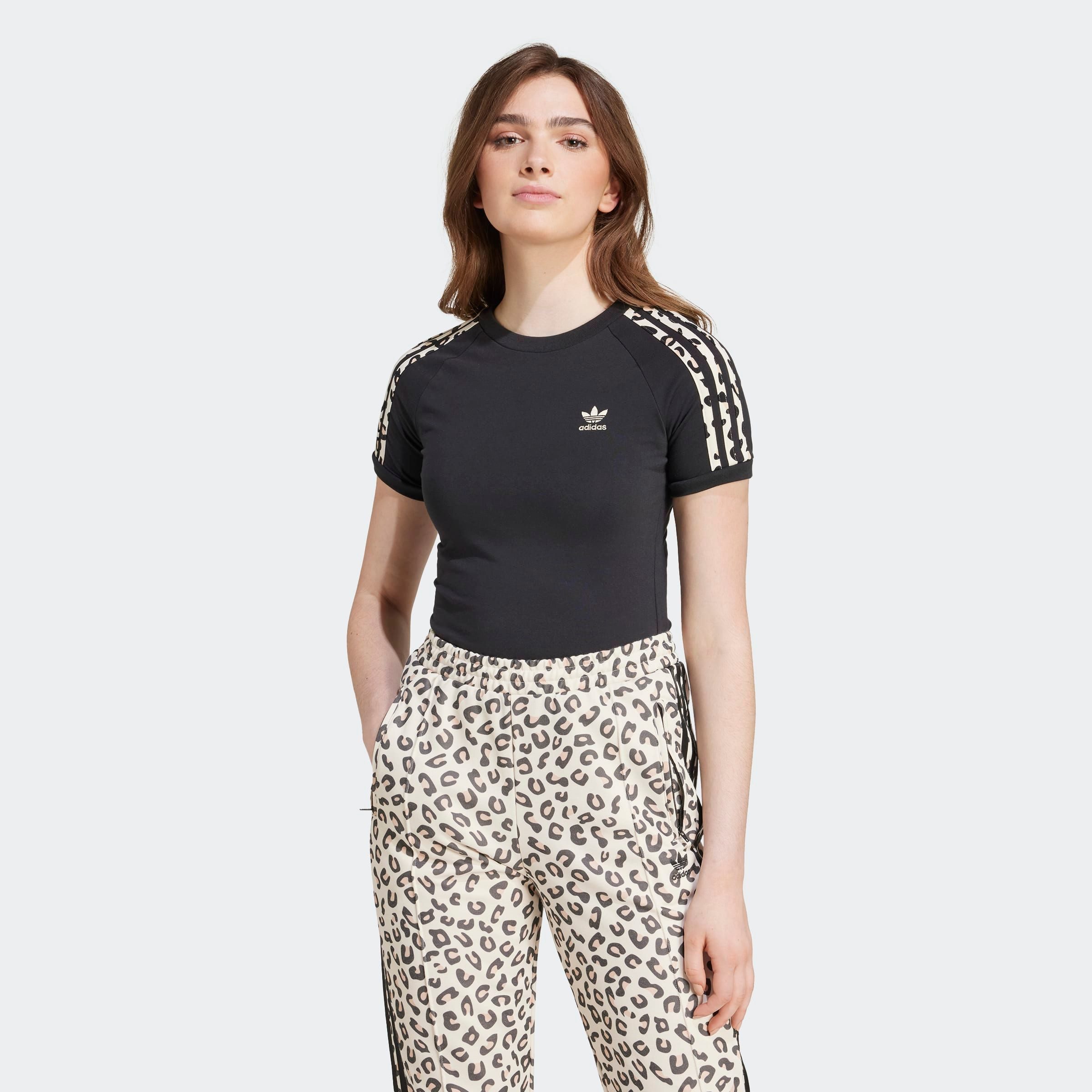 adidas Originals T-shirt LEO 3S TEE dames tops maat XS zwart