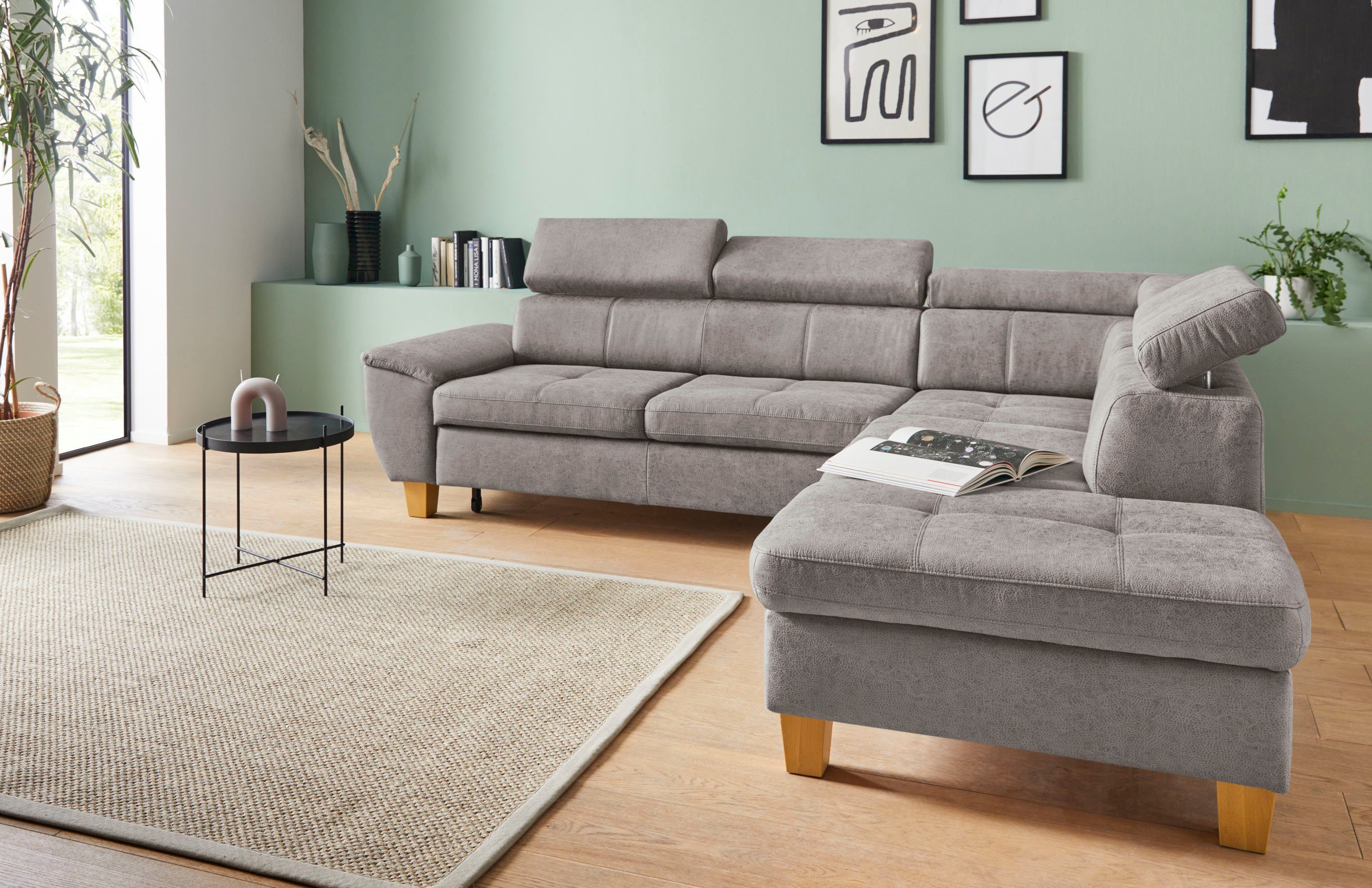 Exxpo - sofa fashion Hoekbank Enya met hoofdverstelling, optioneel bedfunctie en bedlade