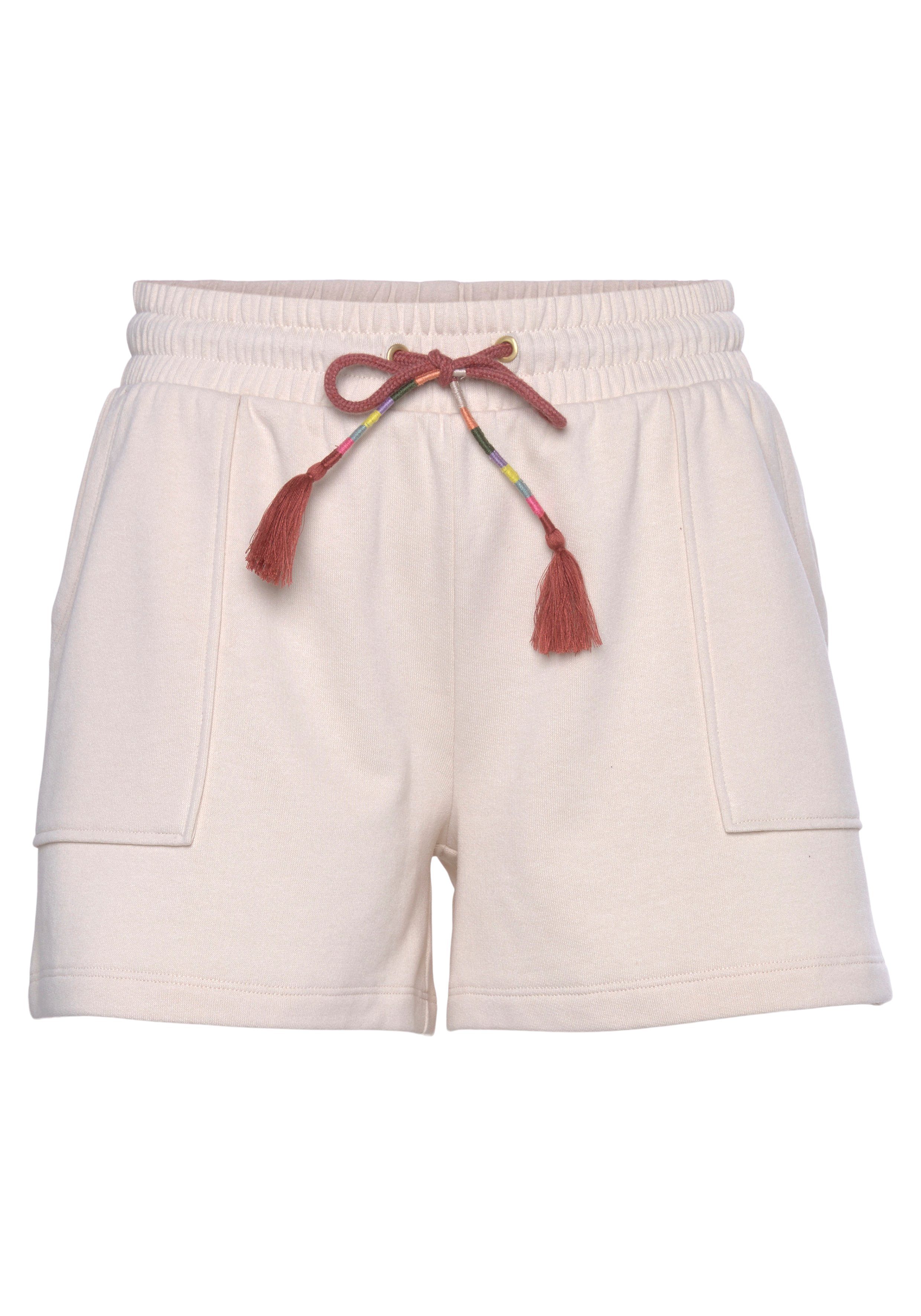 Vivance Sweatshort Korte broek met opgestikte zakken en contrastkoord, loungewear