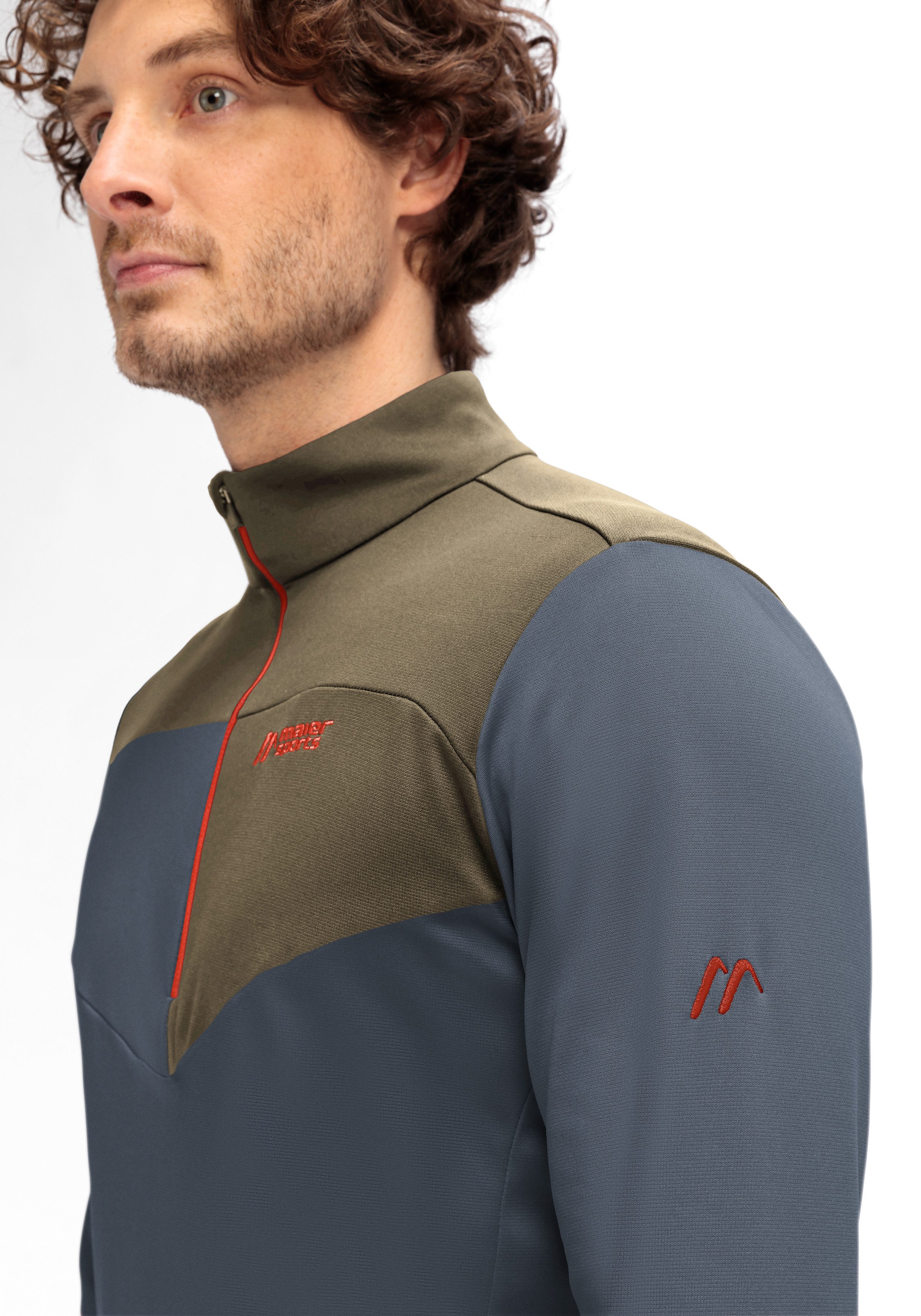 Maier Sports Coltrui Felian Heren midlayer, onderhoudsvriendelijk half-rits fleece, regular fit