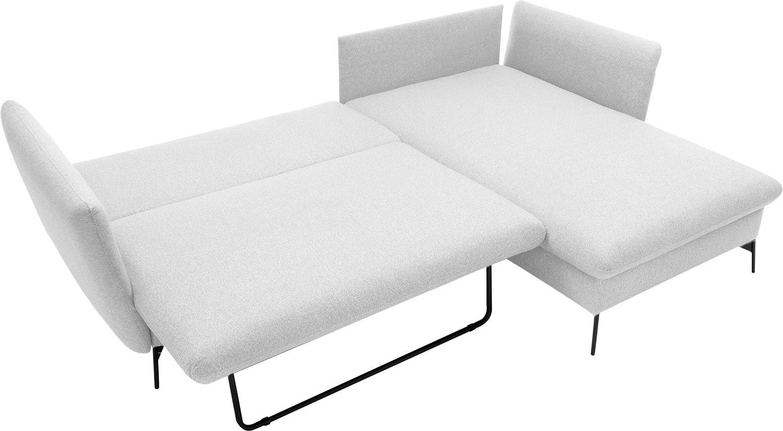 andas Hoekbank LIVORNO,258 cm, L-model, Slaapfunctie en bedlade (139/224 cm), fluweel, structuur, geweven stof